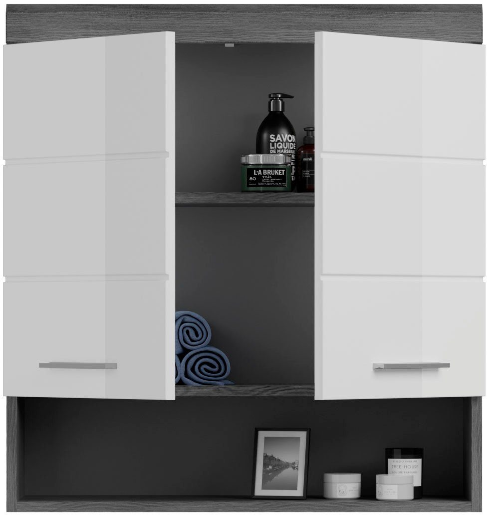 INOSIGN Hangend kastje Siena, breedte 74 cm, 2 deuren, 1 open vak, MDF-front in verschillende kleuren verkrijgbaar, badkamermeubels, badkamerkast, kast, badkamer