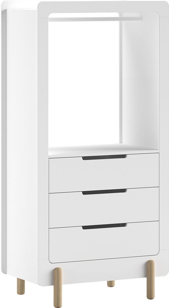 Vipack Opbergrek kan worden gebruikt als plank of hangmogelijkheid, 3 grote lades, wit gelakt