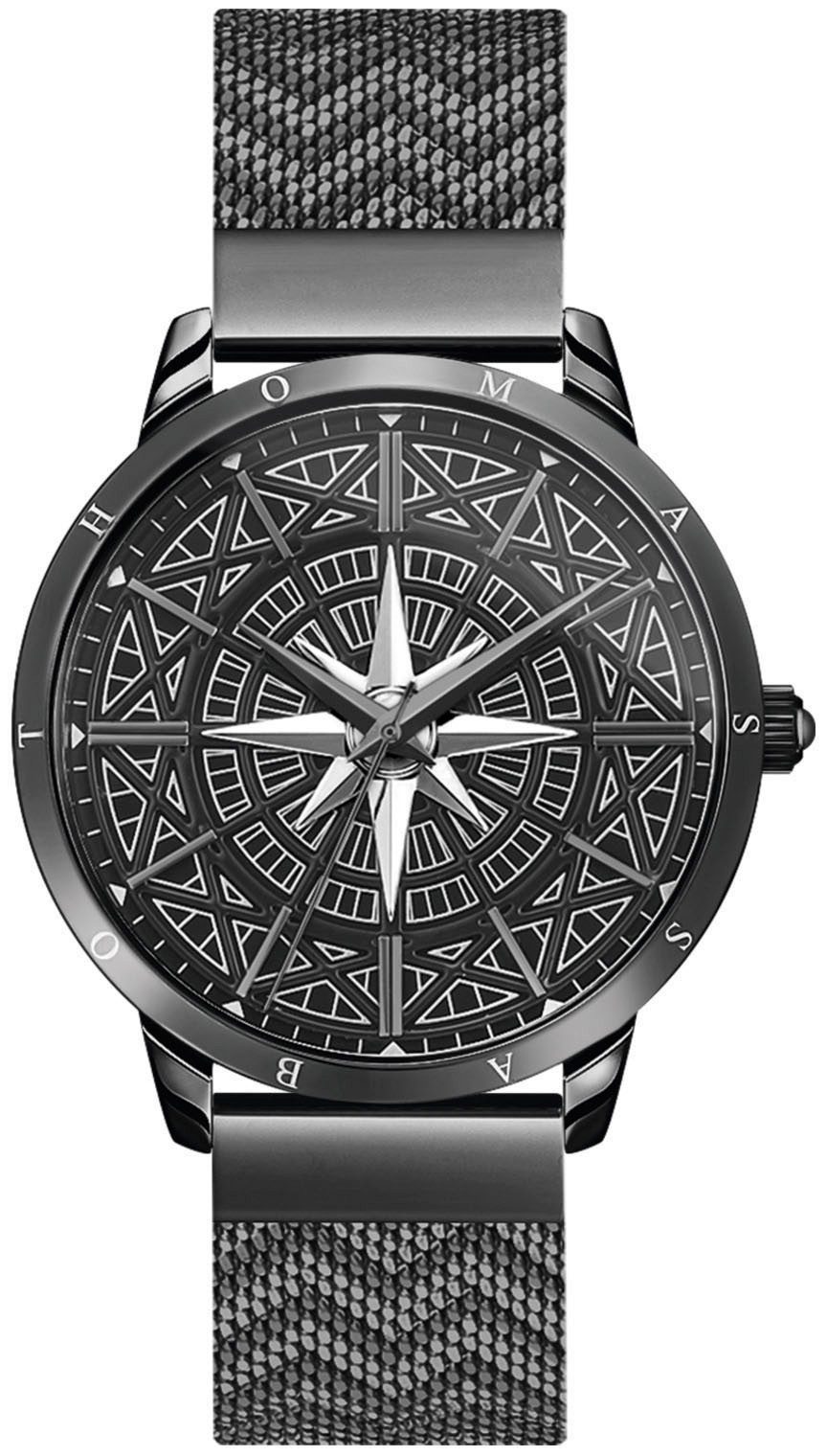 THOMAS SABO Kwartshorloge SPIRIT COSMOS KOMPASS Polshorloge voor dames en heren, unisex, onyx-stenen