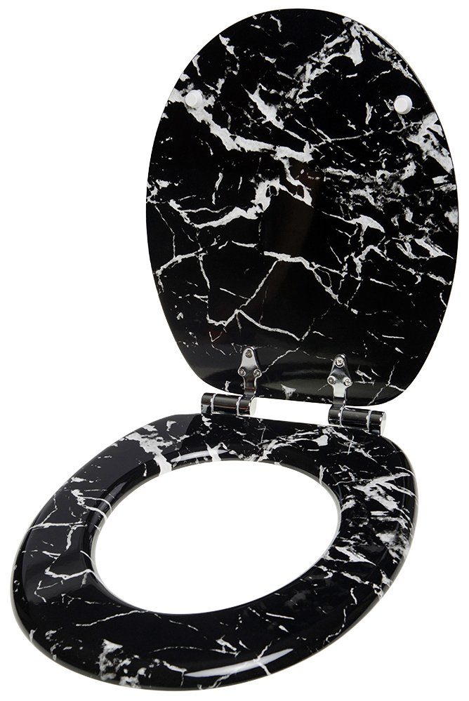 Sanilo Toiletzitting Marmer zwart met soft-closemechanisme