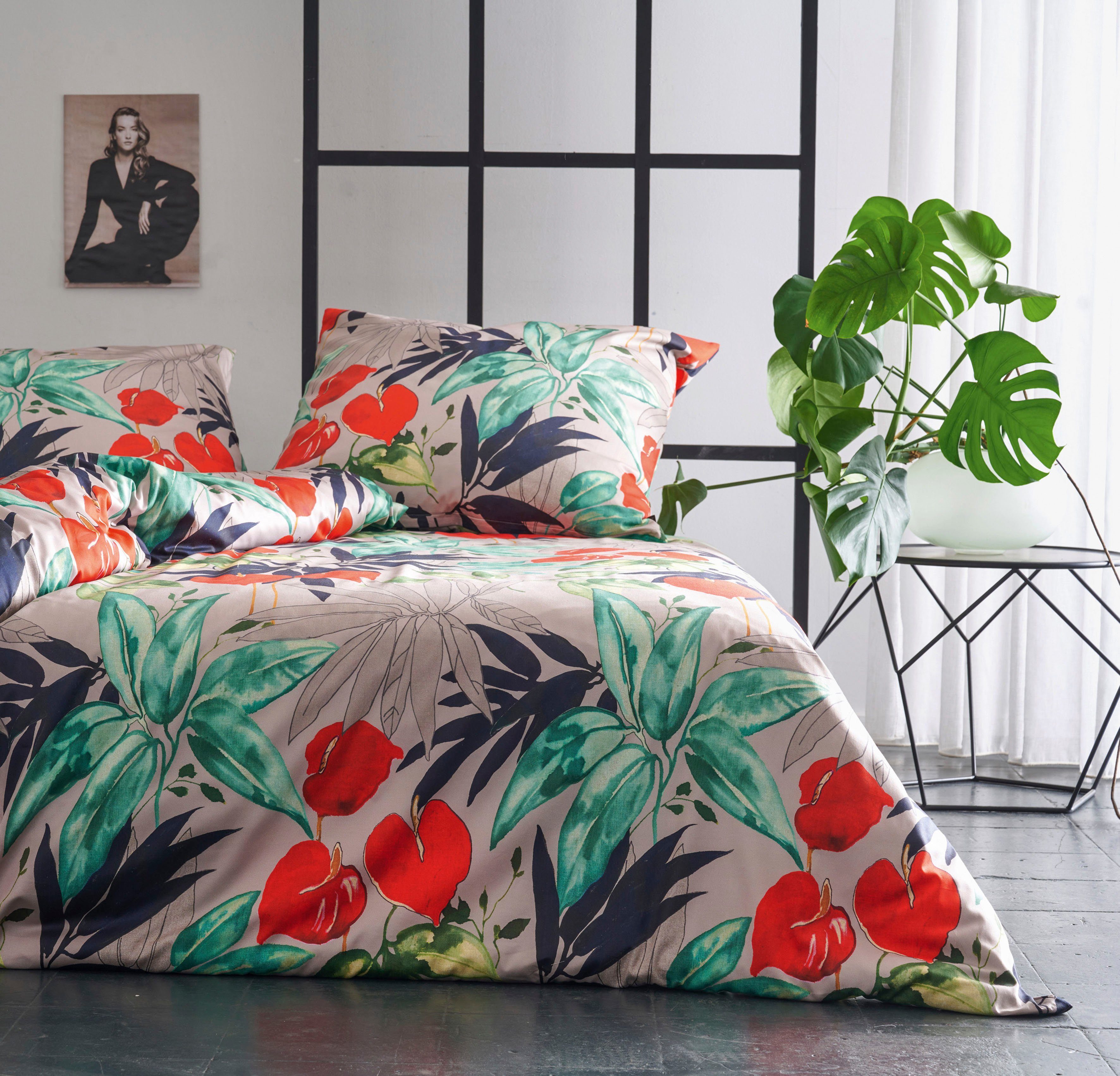 APELT Beddengoed Anabel exclusief zomer beddengoed, handgeschilderde anthuriumbladeren