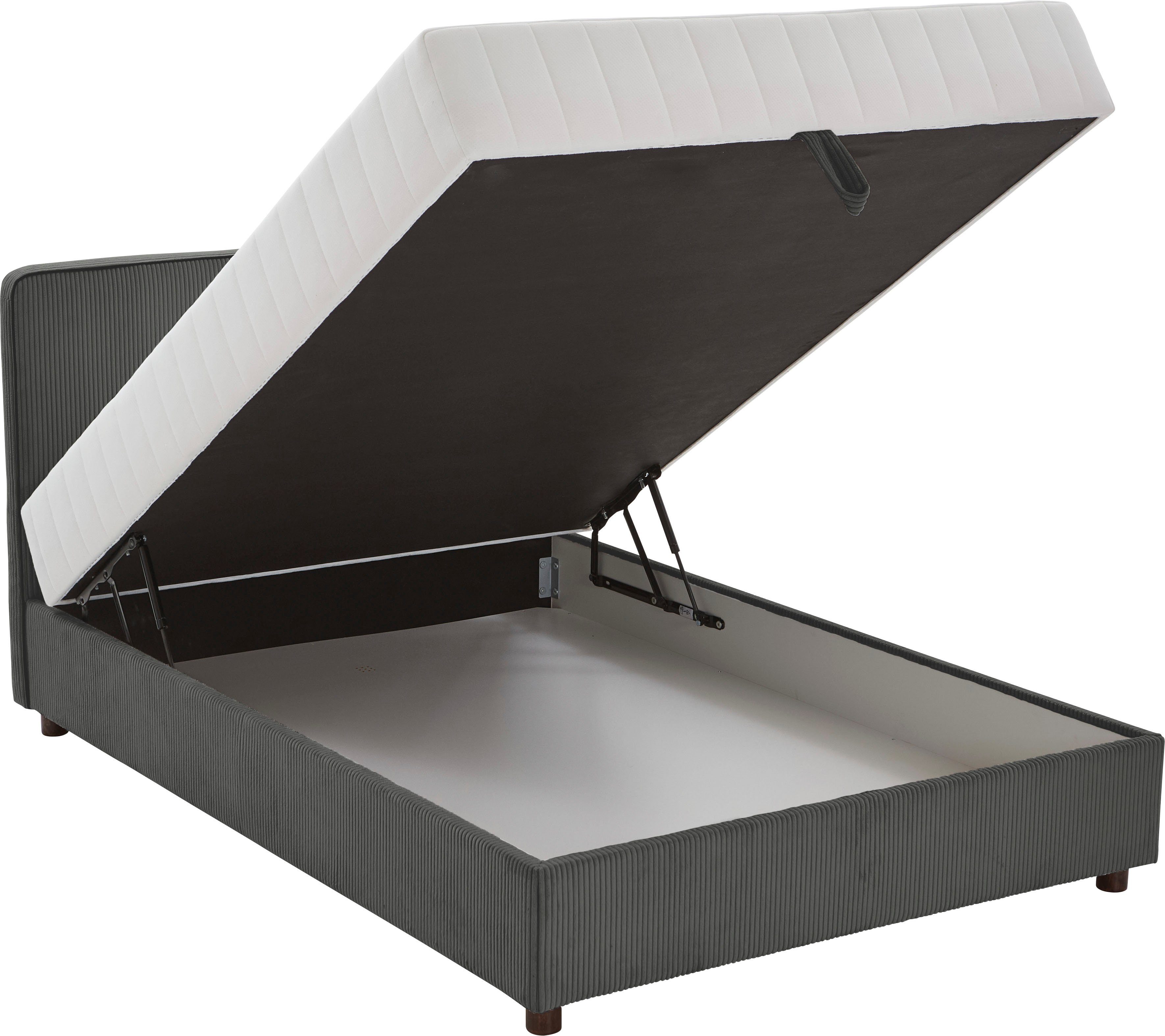 ATLANTIC home collection Bed Corinna Boxspring bed incl. opbergruimte, ribfluweel, verkrijgbaar in verschillende breedtes