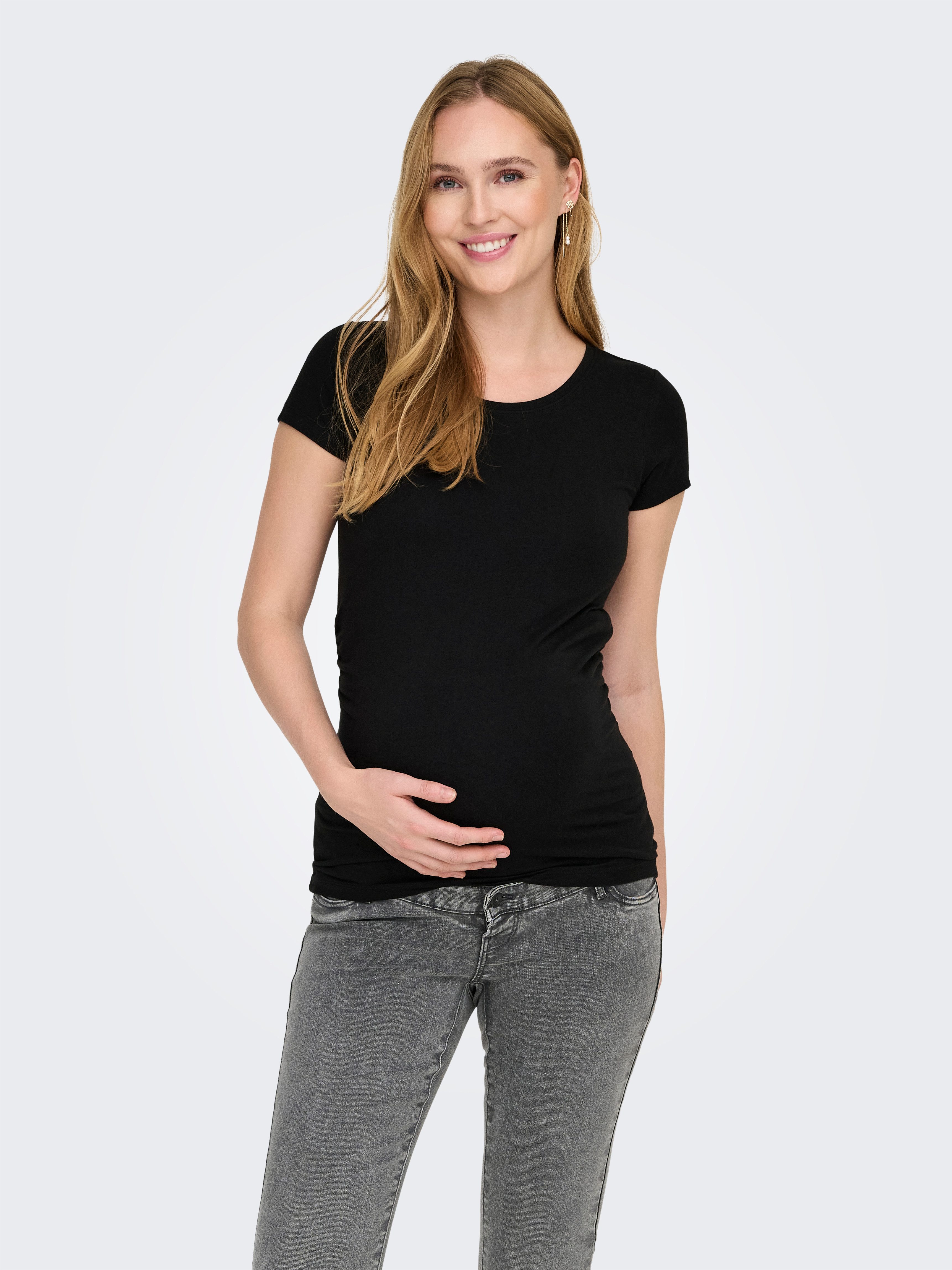 ONLY MATERNITY Zwangerschapsshirt OLMLOVELY S/S ONECK TOP 2PACK JRS NOOS (set, 2-delig)