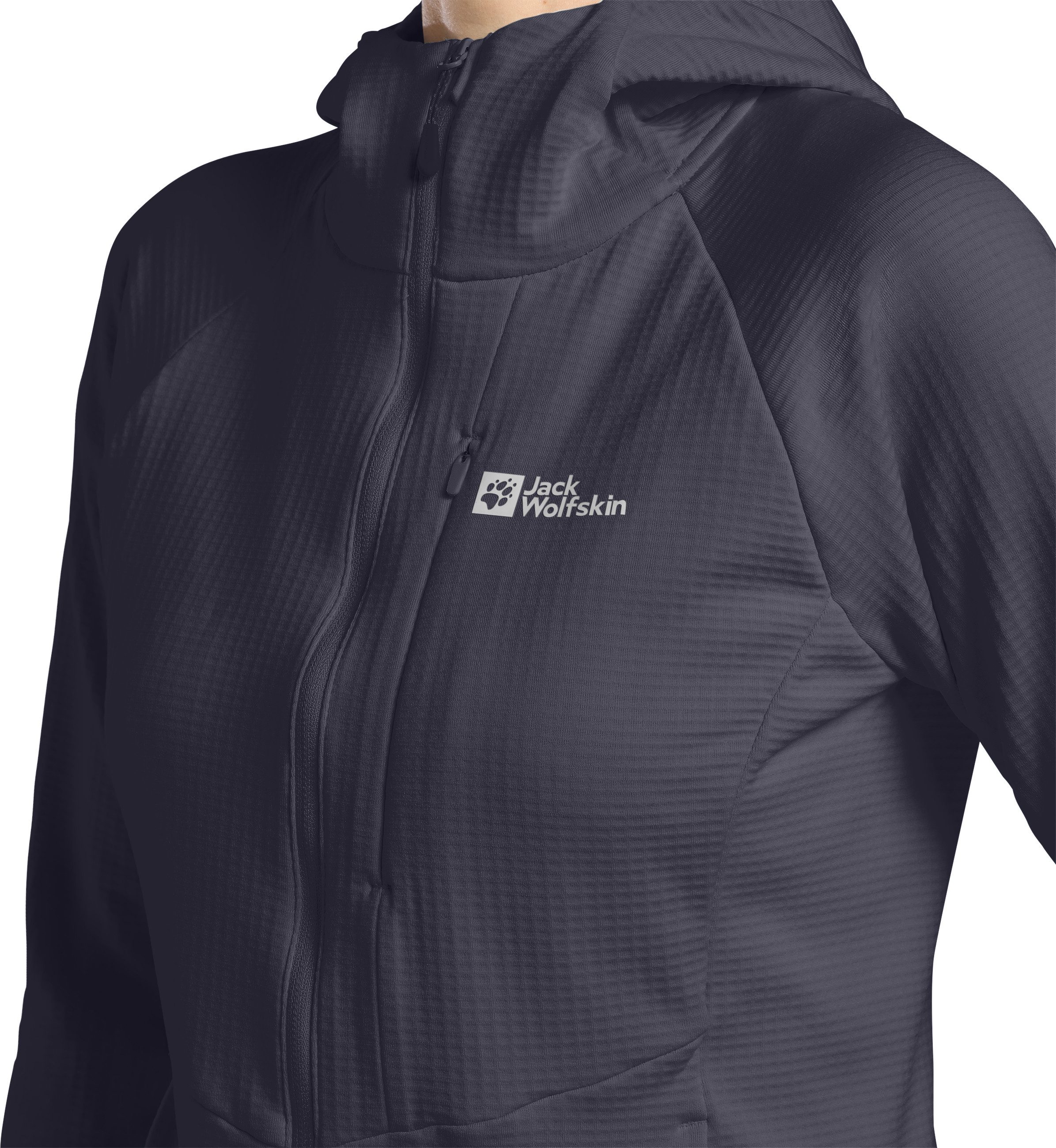 Jack Wolfskin Fleecejack met capuchon KOLBENBERG HOODED FZ W Gaasfleece, overgangsjas, ademend
