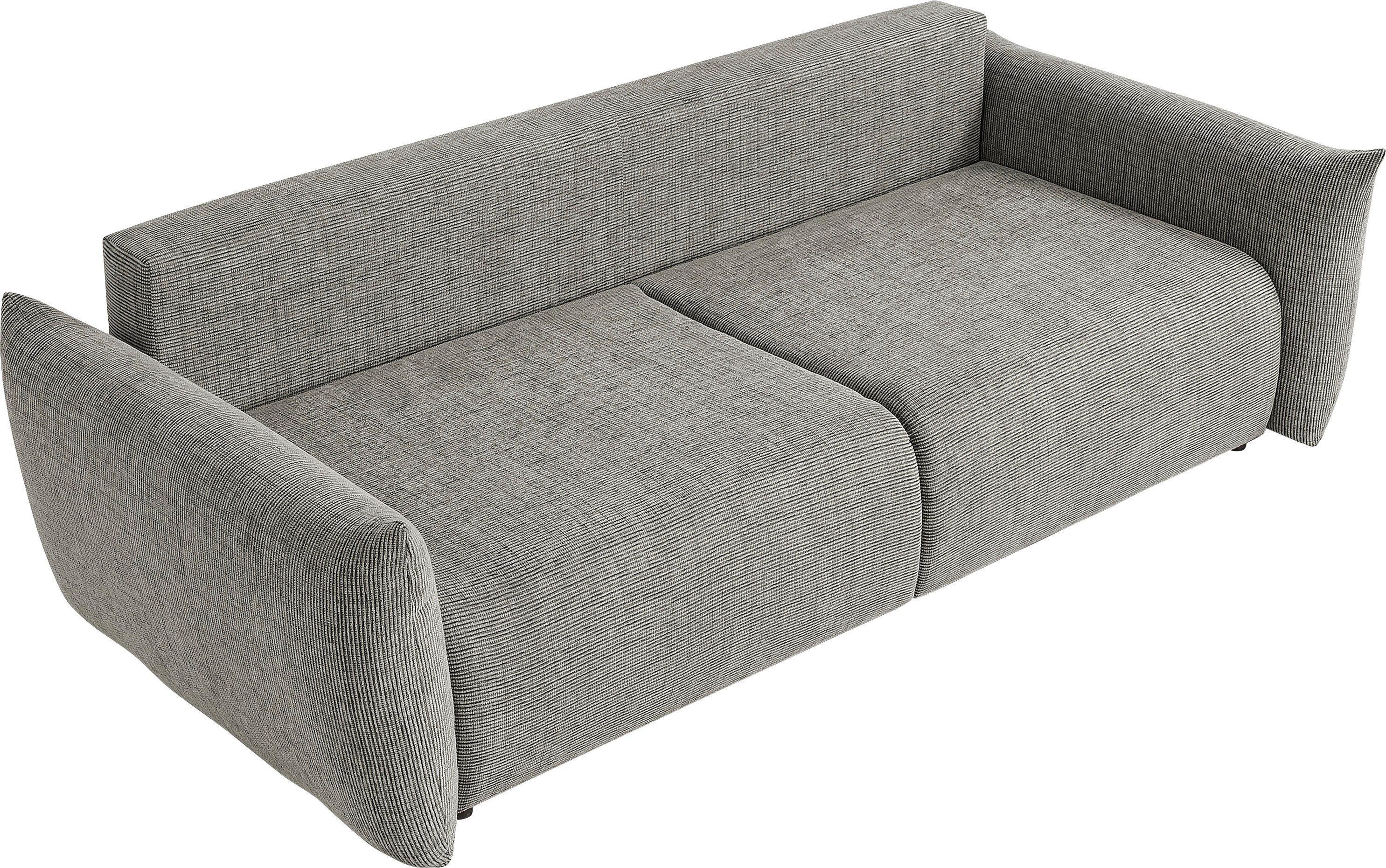 INOSIGN 3-zitsbank MAVAS slaapbank met bedlade ca. 240/108 cm (ligoppervlak 212/145 cm), ribfluweel, chenille, structuur