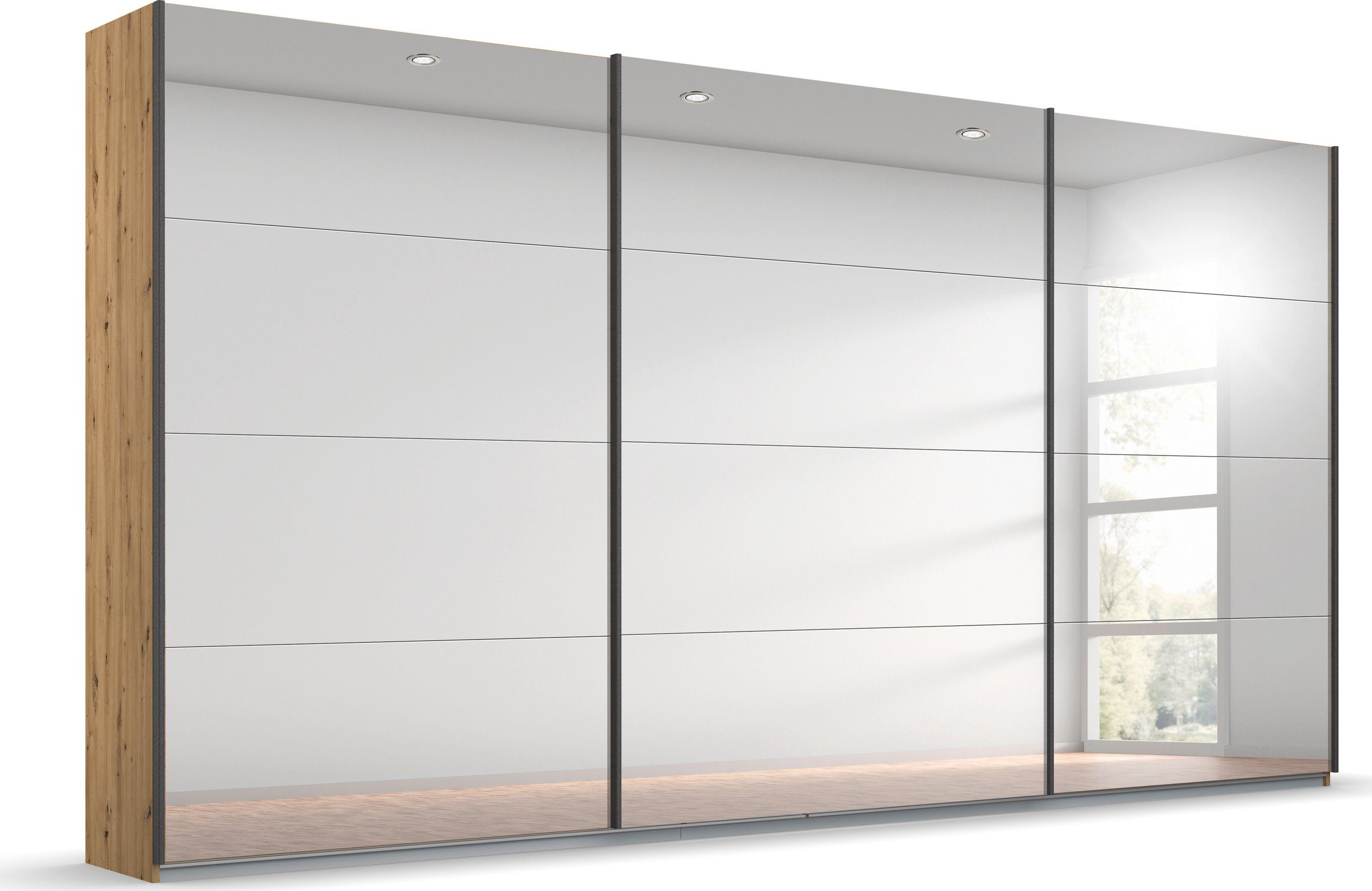 rauch Zweefdeurkast Kledingkast kast garderobe ORACLE met spiegelfront inclusief lade-inzet en extra legplanken made in germany