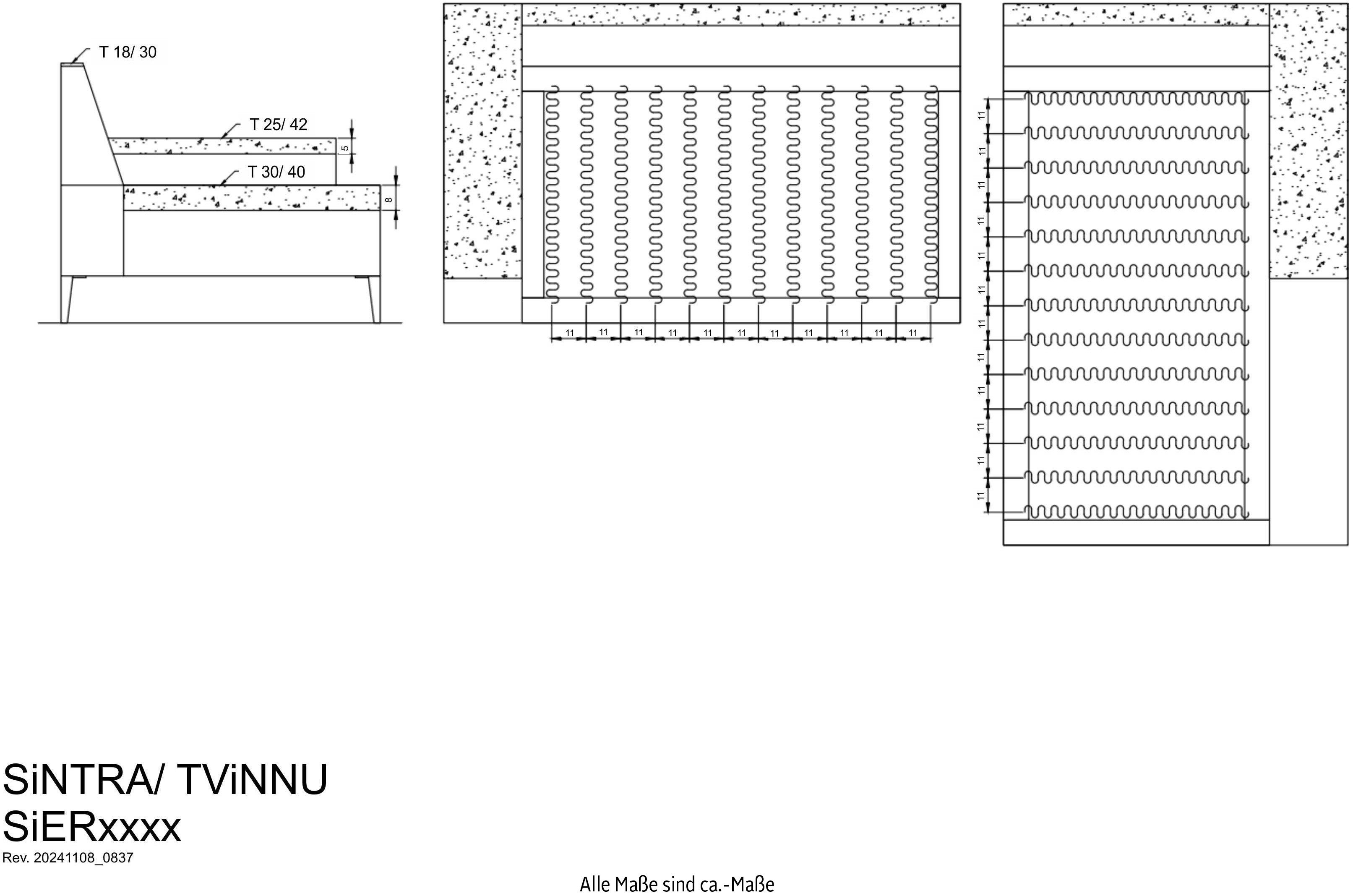andas Zithoek TVINNU, Polsterecke L-Form, Schlaffunktion, met Hocker (set, 2-delig)