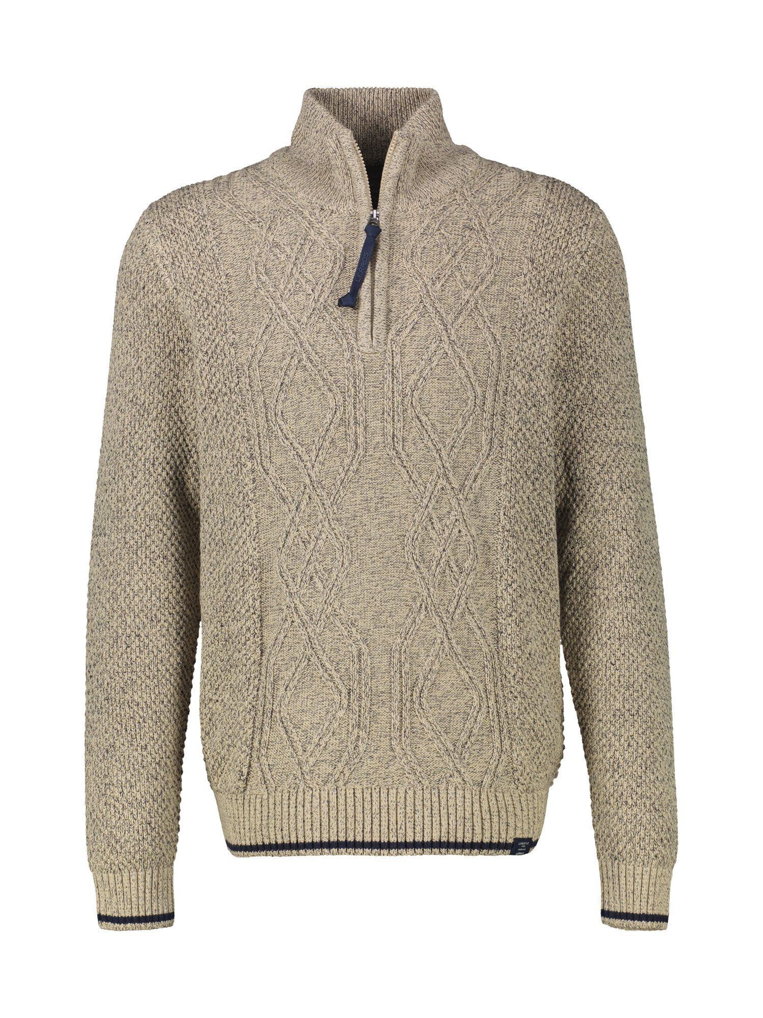 Lerros Gebreide trui LERROS Gebreide pullover met kabelpatroon en Troyerkraag