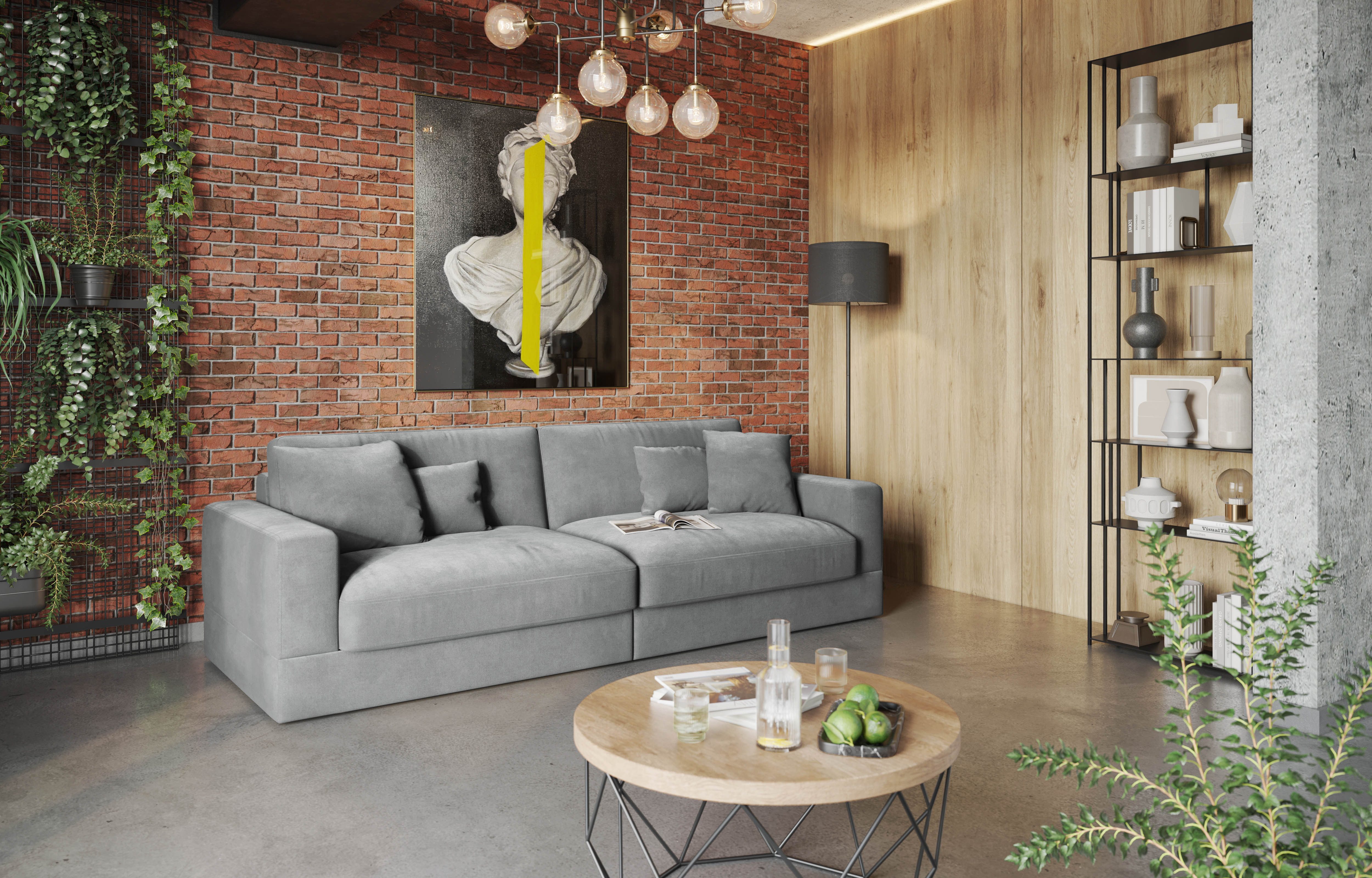 RAUM.ID Megabank Innovid Modern modulair bekledingsprogramma grijs, xxl banken