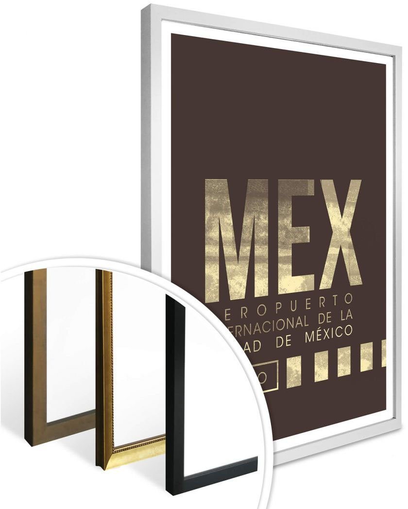 Wall-Art Poster Artprint MEX luchthaven Mexico City (1 stuk)