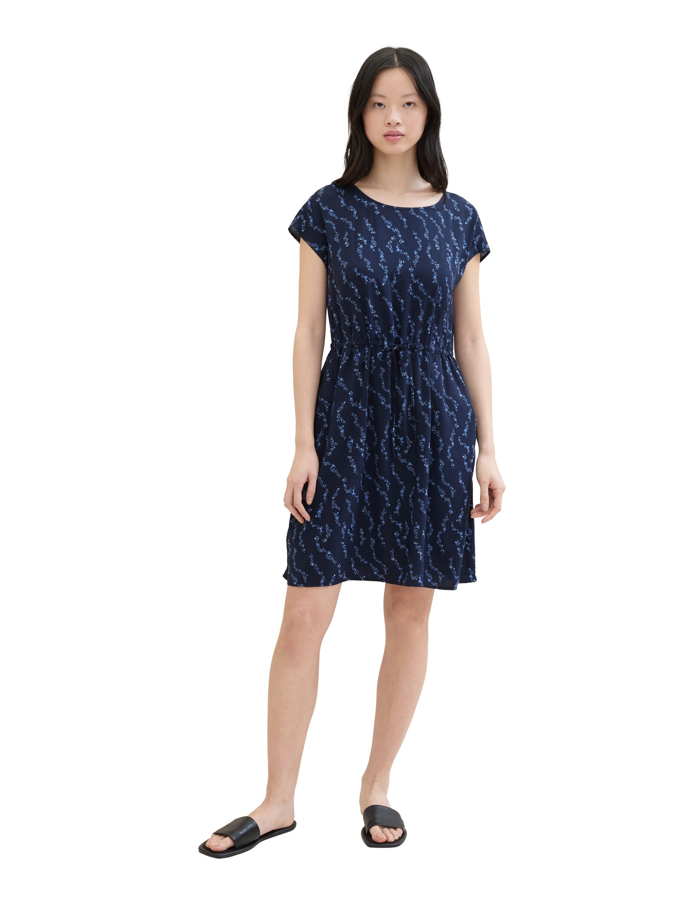 Tom Tailor Denim Gedessineerde jurk in midi-look en met insteekzakken