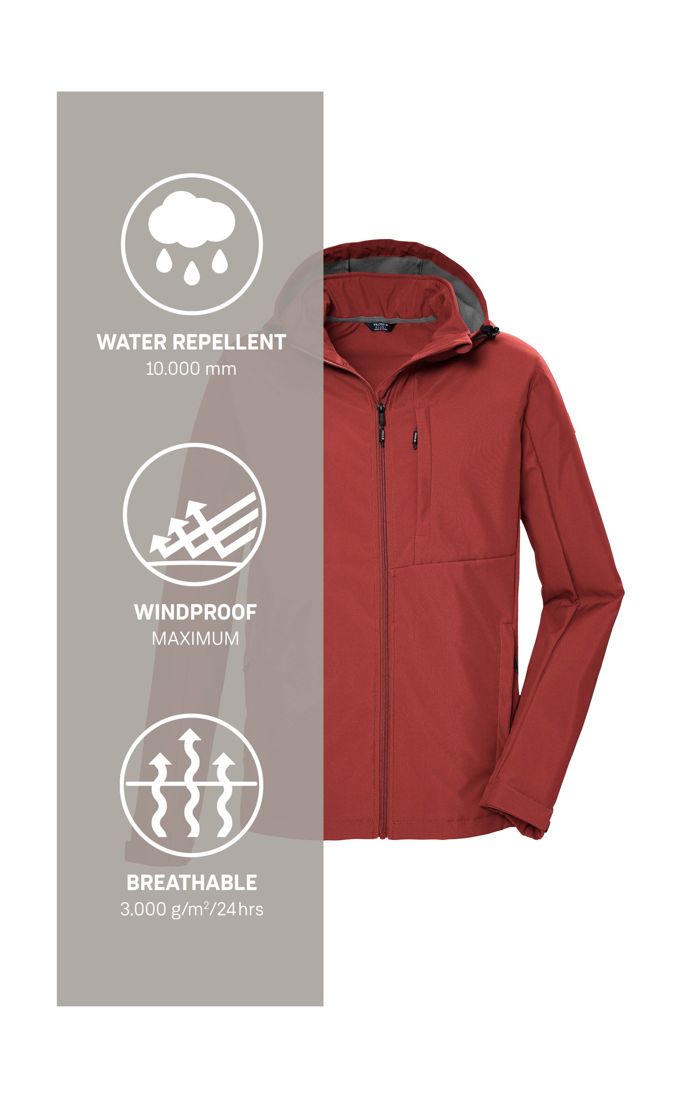 Killtec Softshell-jack KOS 103 MN SFTSHLL JCKT Waterafstotende, winddichte softshelljack, PFAS-vrij geïmpregneerd