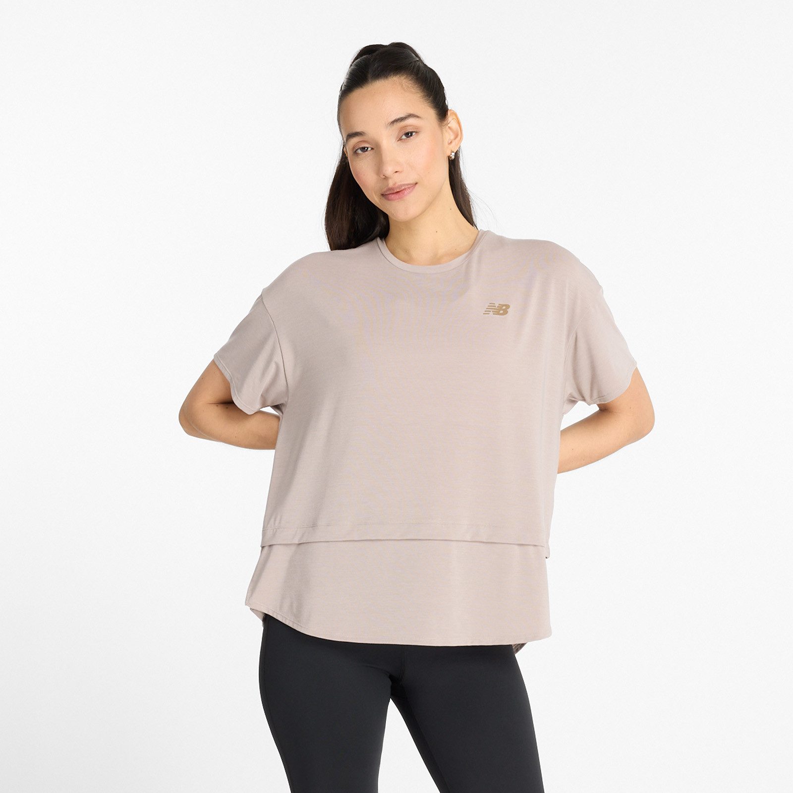New Balance Runningshirt met merk dames sportshirts maat S beige