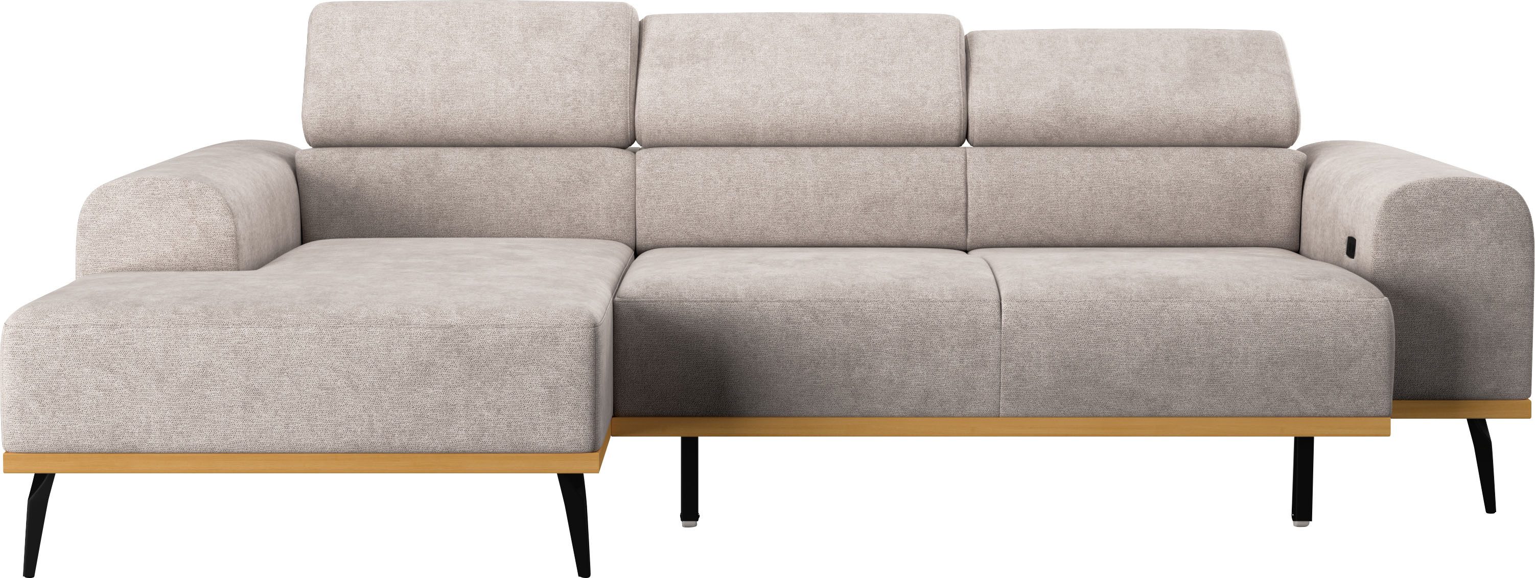 Places of Style Hoekbank Carlo L-vorm met hoofdeinde-verstelling & houten frame-look, optionele relaxfunctie