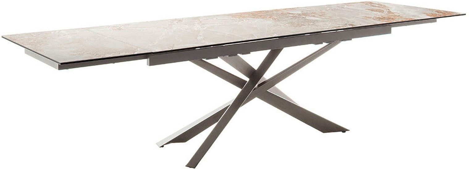 MCA furniture Eettafel TESERO uitschuifbare tafel 200-300 cm Keramiek, roestvrij staal, marmer-look, uittrekbaar, belastbaar tot 100 kg, 10-12 personen