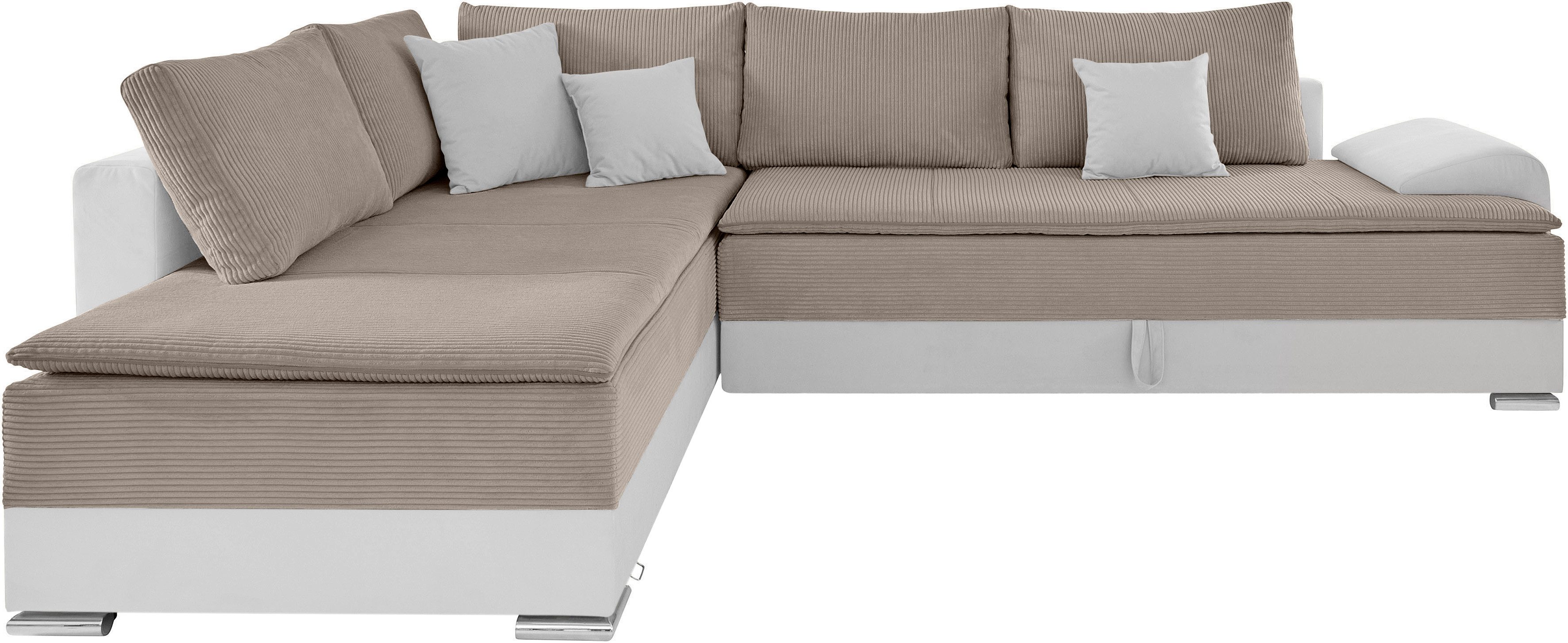 INOSIGN Hoekbank Boxspringbed Night & Day L-vorm met permanente slaapfunctie met armleuning