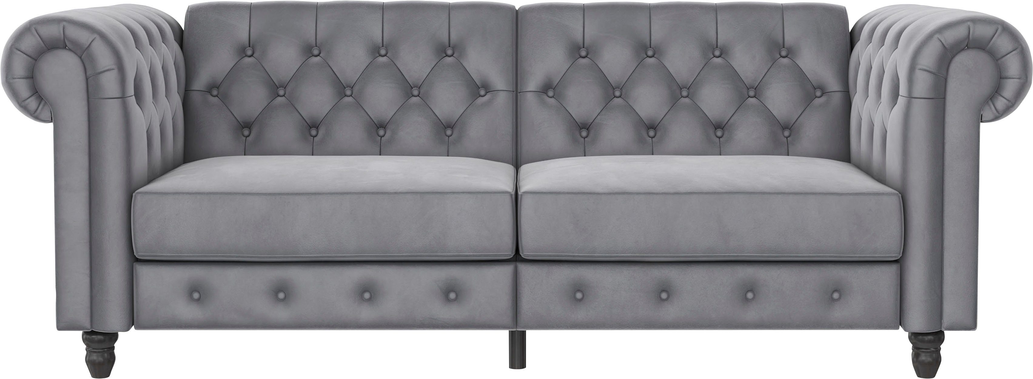 Dorel Home 3-zitsbank Felix, slaapbank 236 cm(ligoppervlak 108 x 190 cm), rugleuning 3-voudig verstelbaar, velours, kunstleer, luxe vintage microvezel
