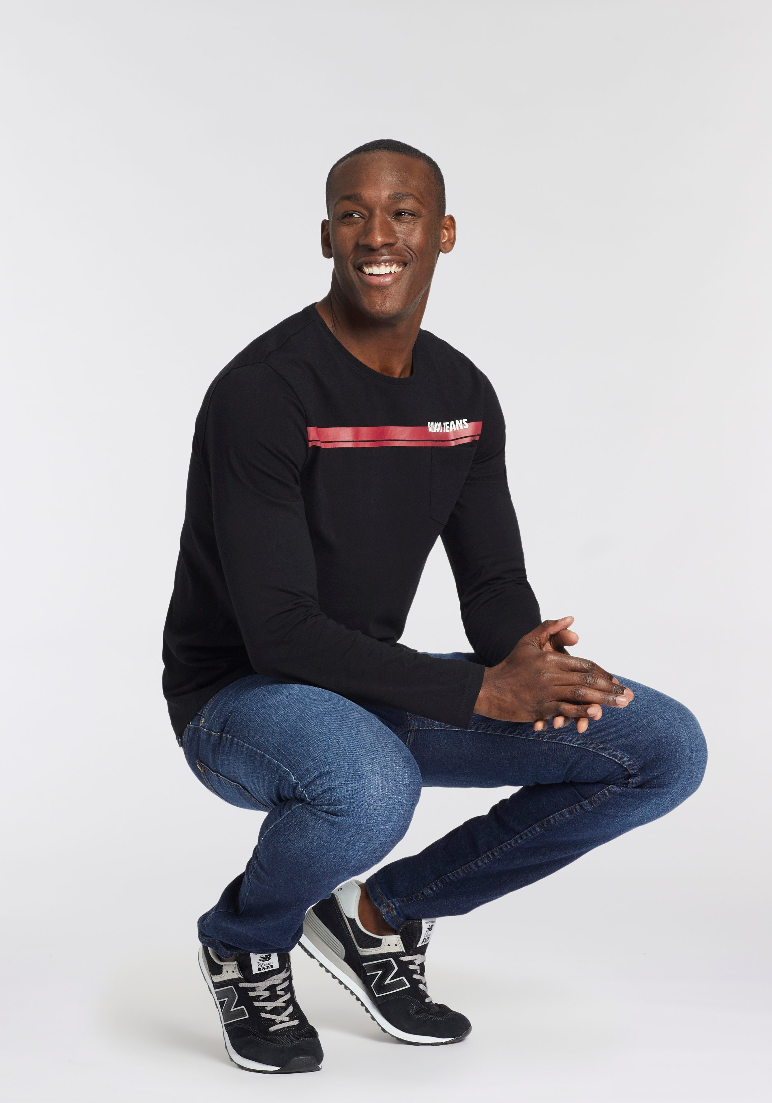 Bruno Banani Shirt met lange mouwen Met borstzak en frontprint