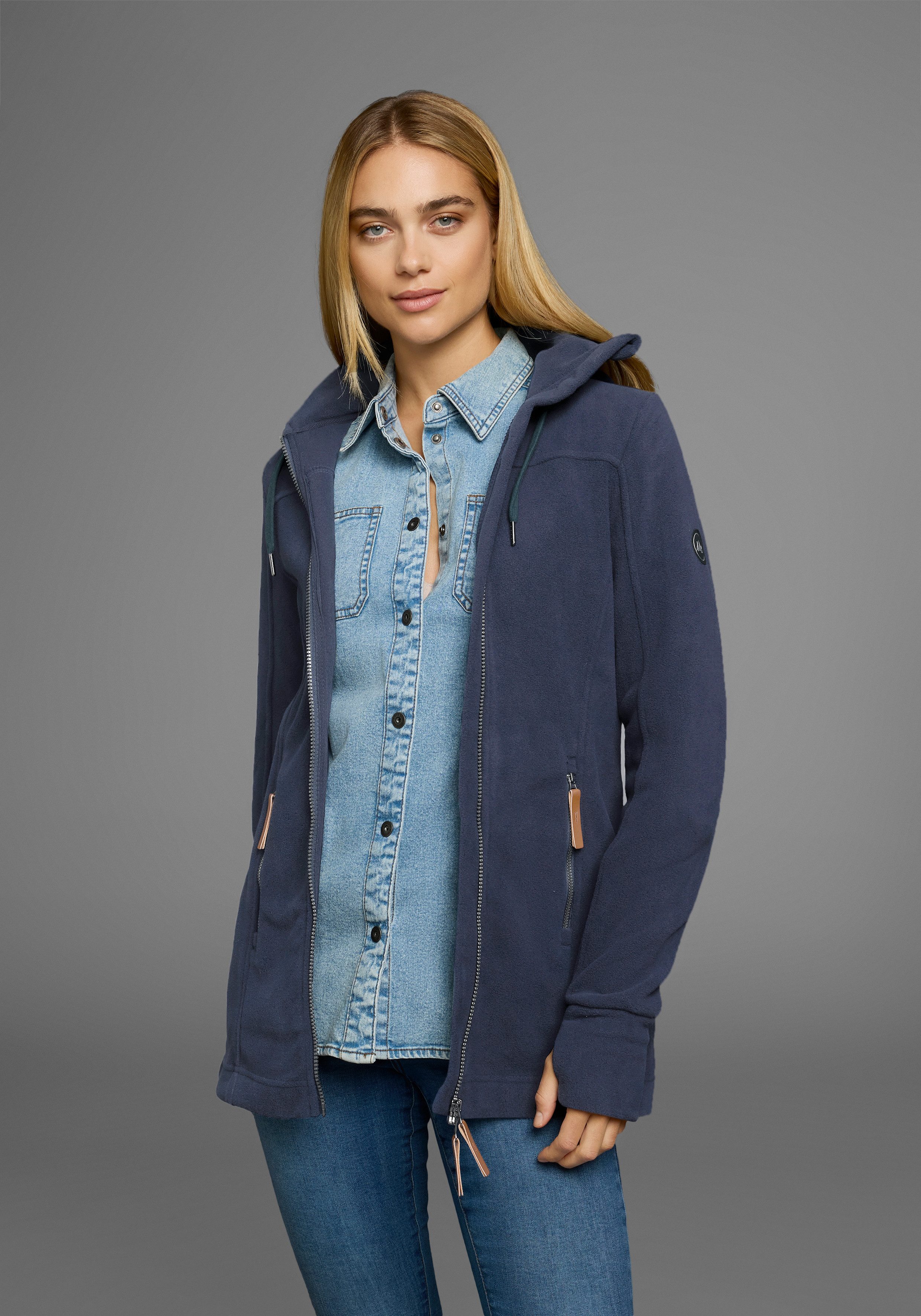 Polarino Fleecejack van fleece, ademend, sneldrogend