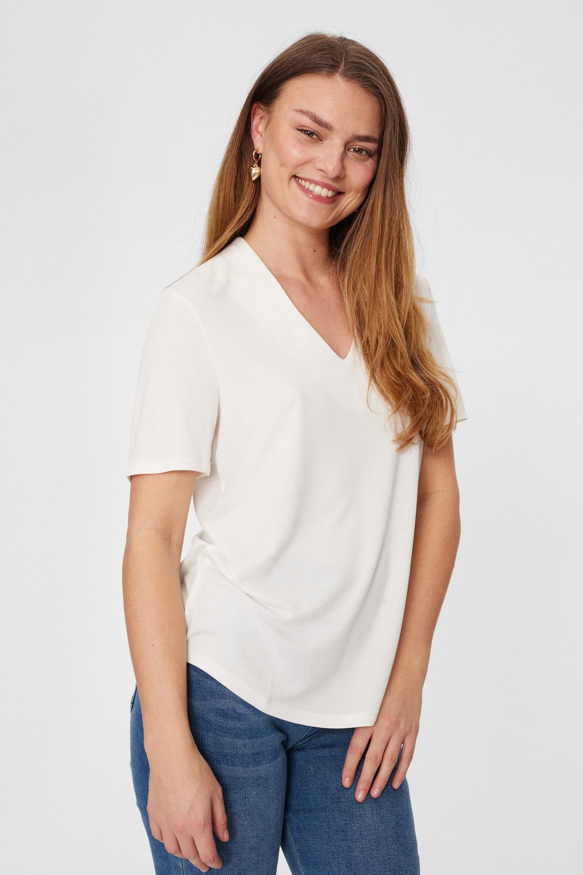 FREEQUENT Blouse met korte mouwen FQYR elastisch, met v-halslijn