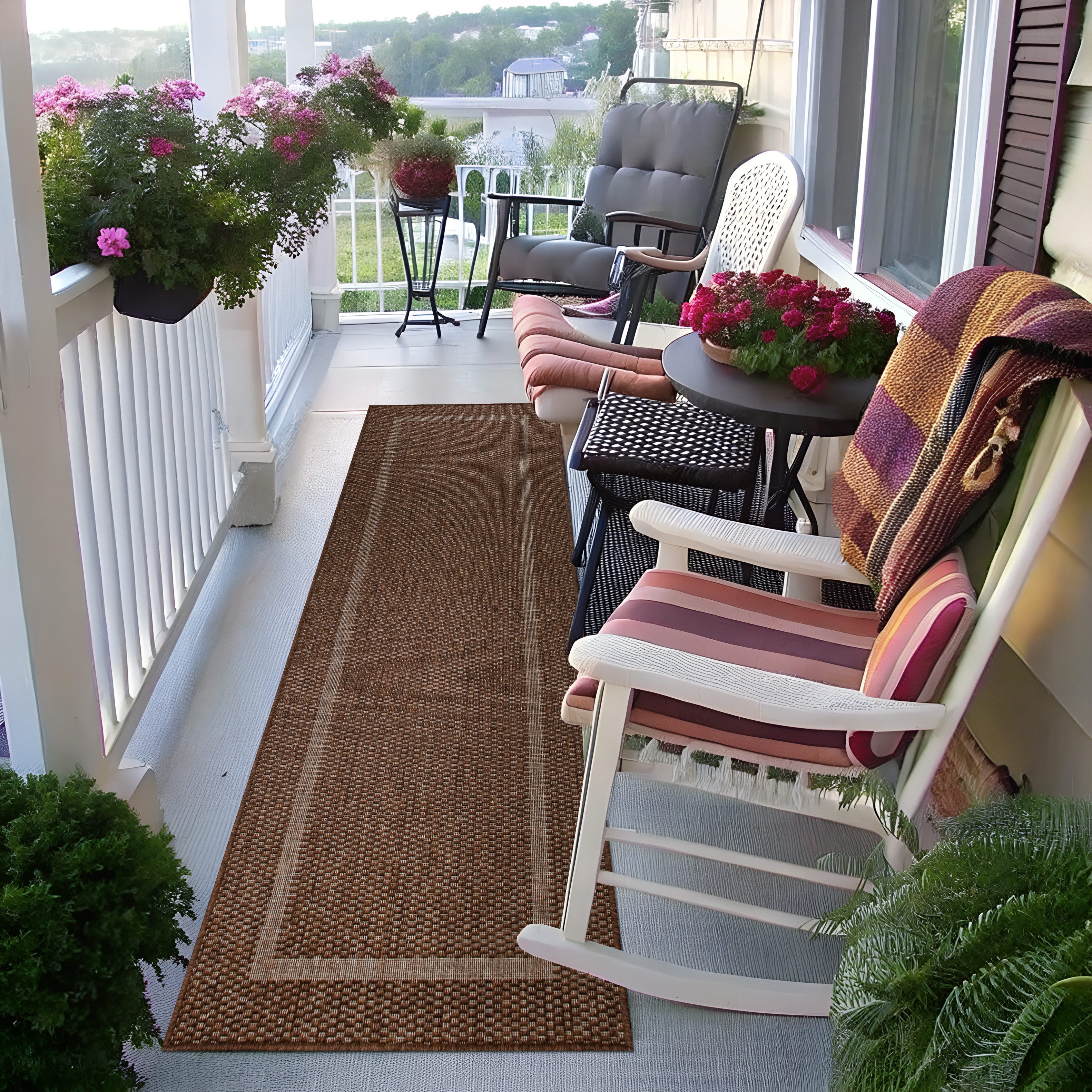 my home Vloerkleed Venetië rand is ook als loper verkrijgbaar Geschikt voor binnen en buiten, sisal-look, weerbestendig & uv-bestendig