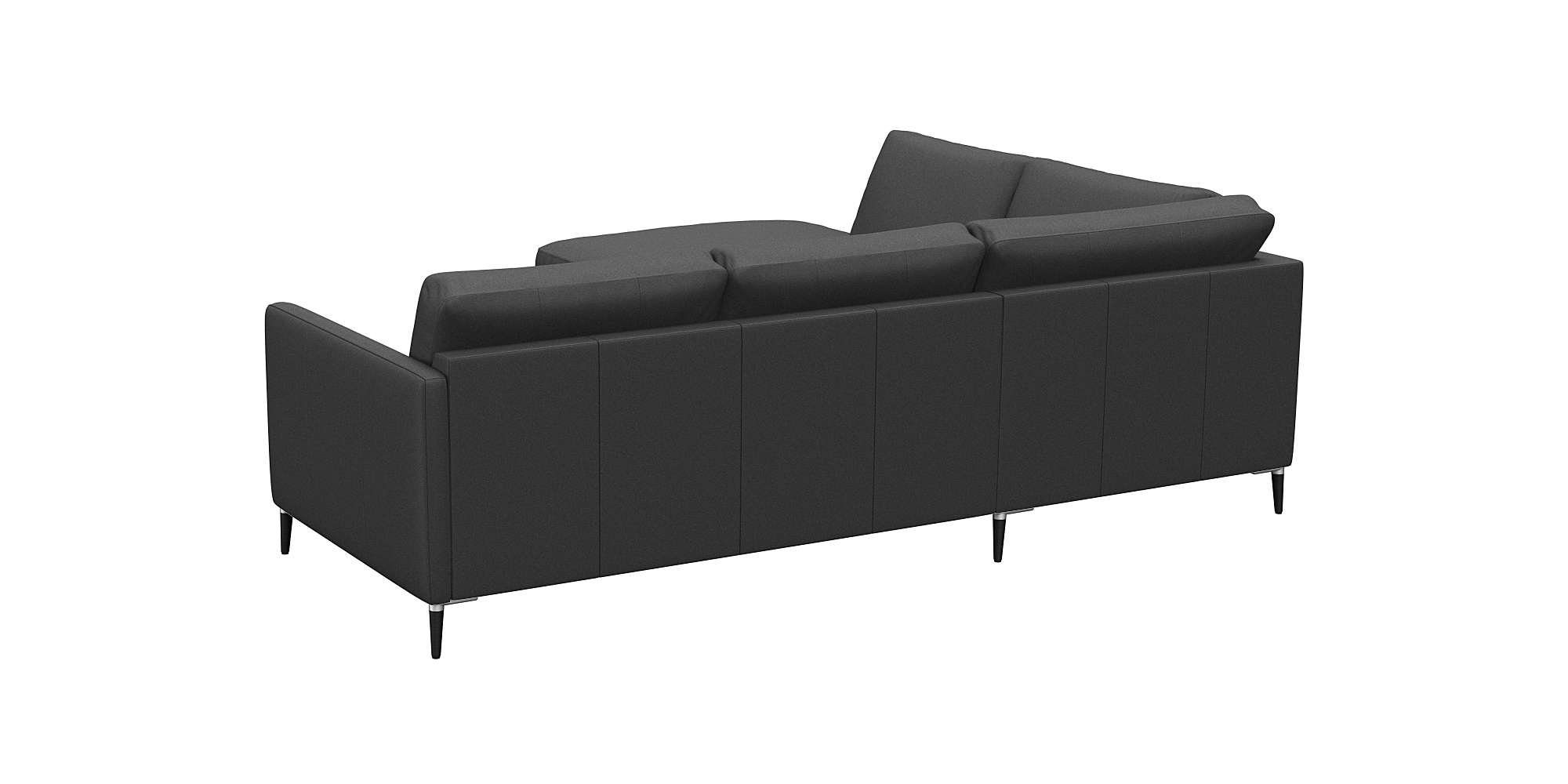 FLEXLUX Hoekbank Fiore, L-vorm smalle armleuningen, aluminium/zwarte poten, bxd 234x225 cm, koudschuim in de zitting