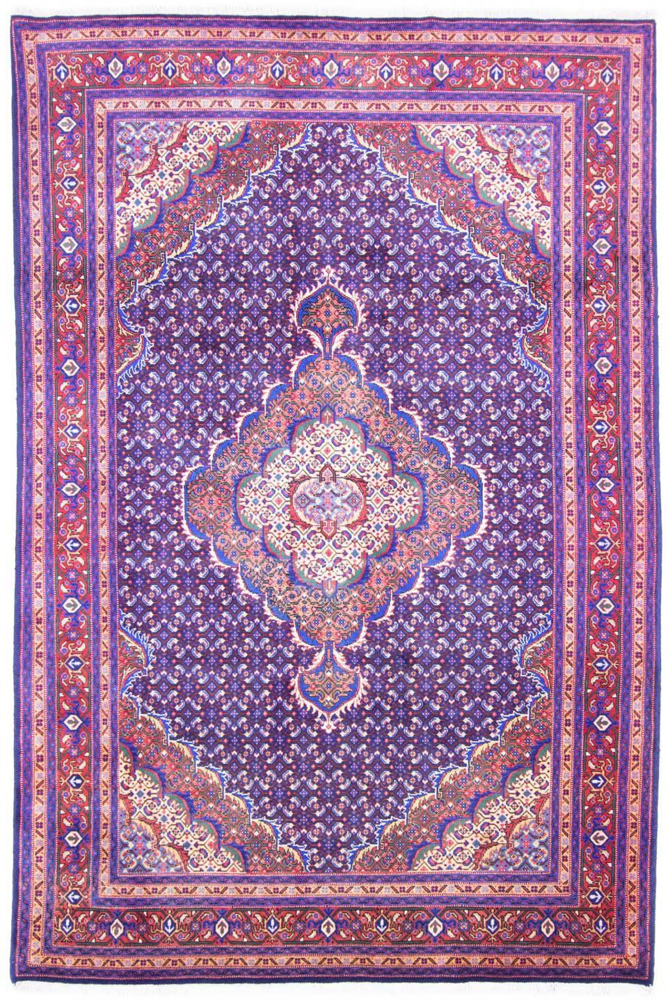 morgenland Wollen kleed Ardebil medaillon viola 294 x 197 cm Uniek exemplaar met certificaat