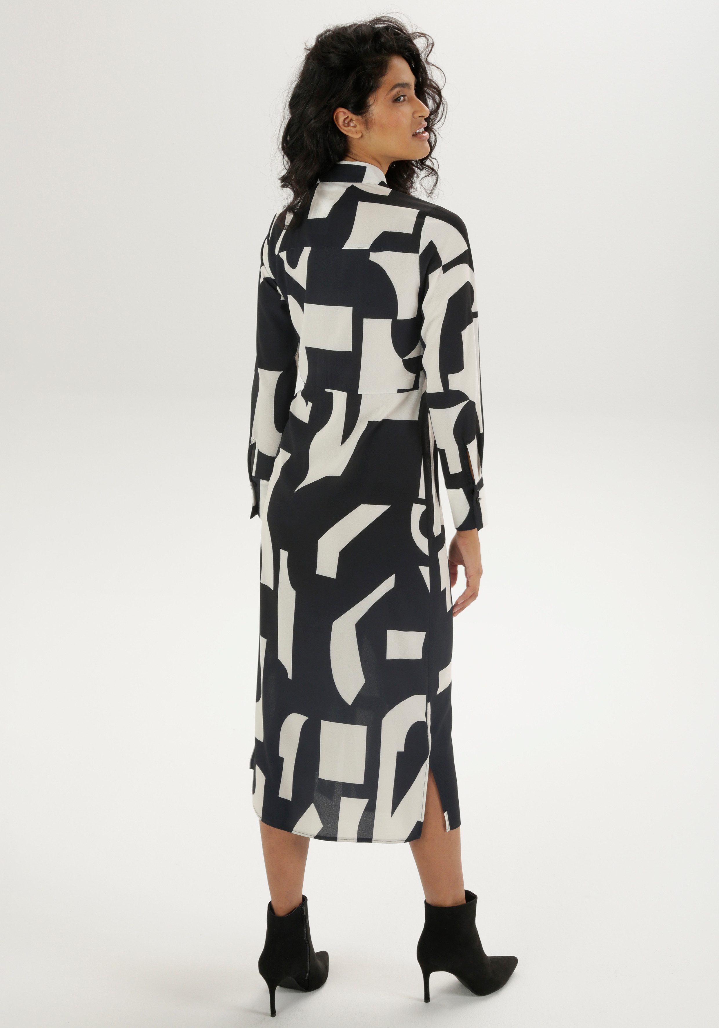 Aniston SELECTED Midi-jurk overhemdjurk met zijbinddetail