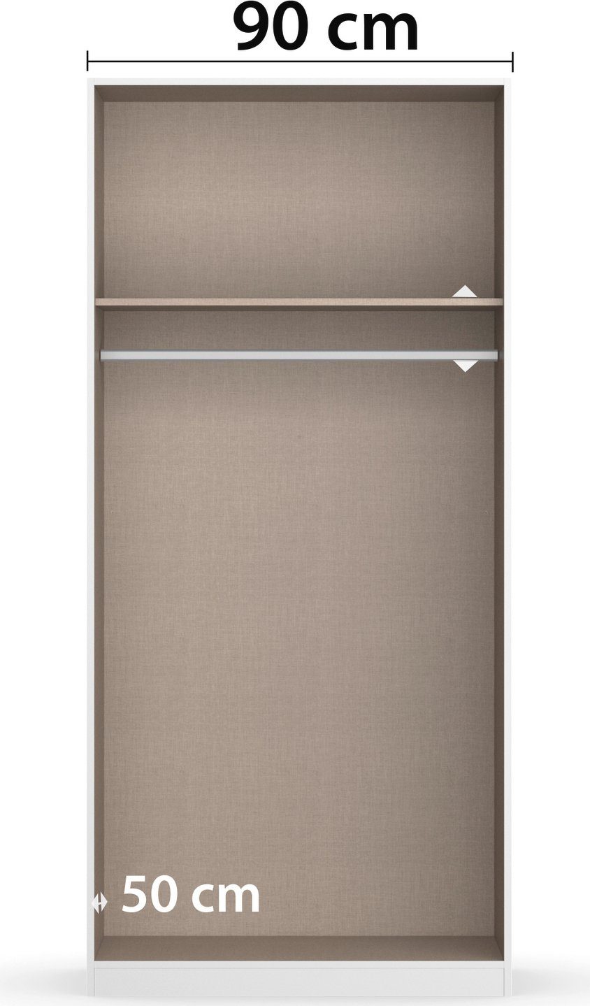 rauch Kastenset Kledingkast kast garderobe waskast COSTA met spiegel veel ruimte, greeploze front en push-to-open functie made in germany
