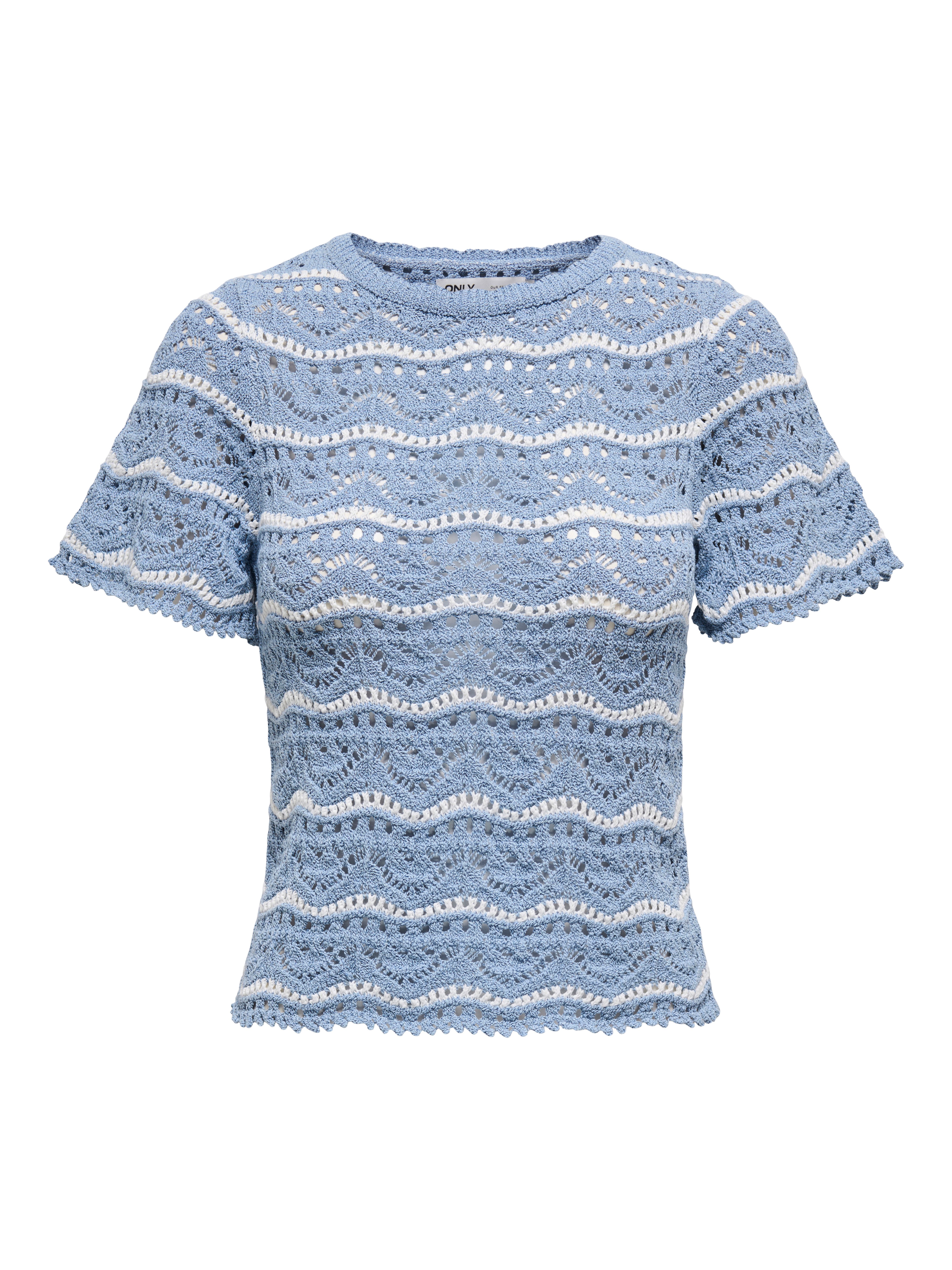 Only Trui met korte mouwen ONLANNASOFIA LIFE SS STRIPE O-NECK KNT