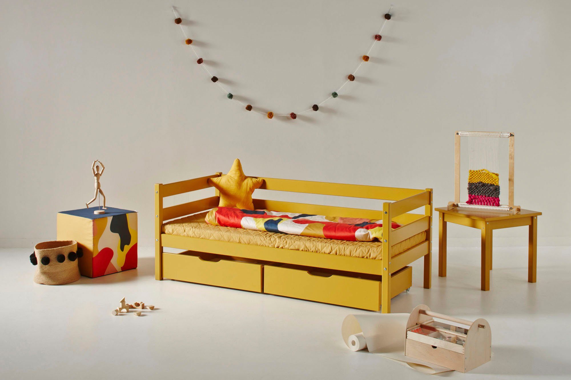 Hoppekids 1-persoonsledikant ECO Comfort kinderbed, massief grenenhout, tienerbed inclusief lattenbodem (set)