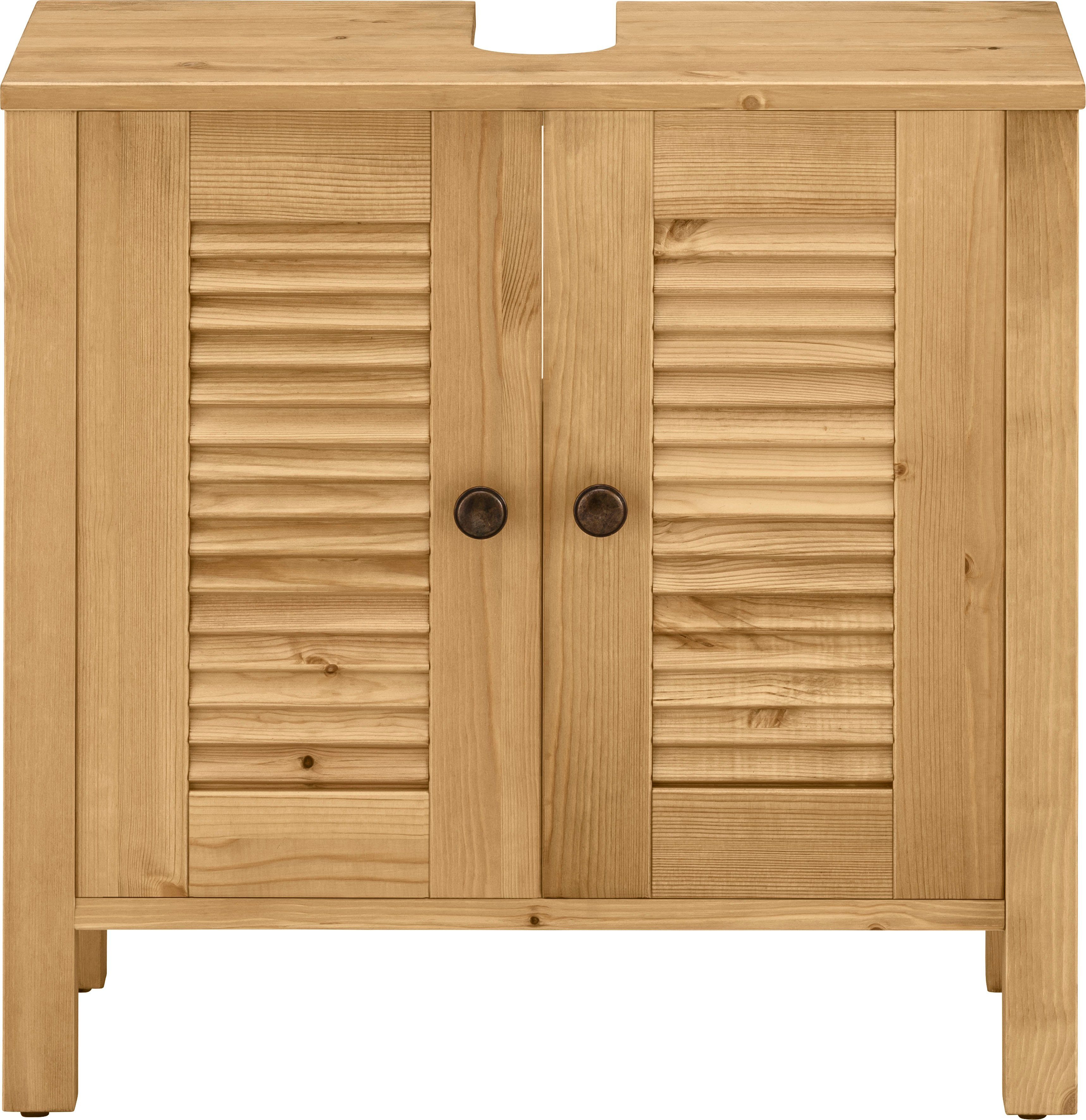 Home affaire Wastafelonderkast Ayanna van massief hout, fsc®, lamellenfront, hoogte 57 cm, breedte 59 cm