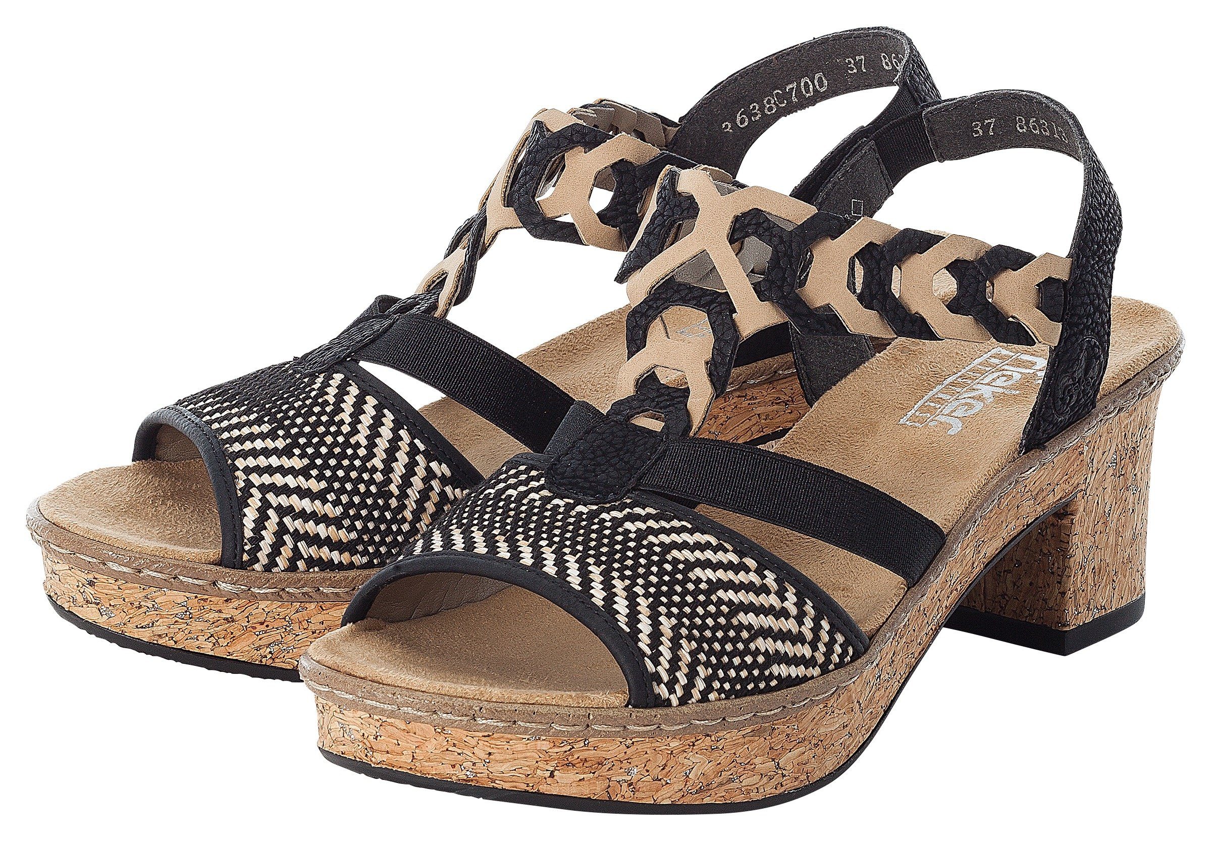 Rieker Sandaaltjes zomerschoen, sandaal, plateauhak, in elegante look