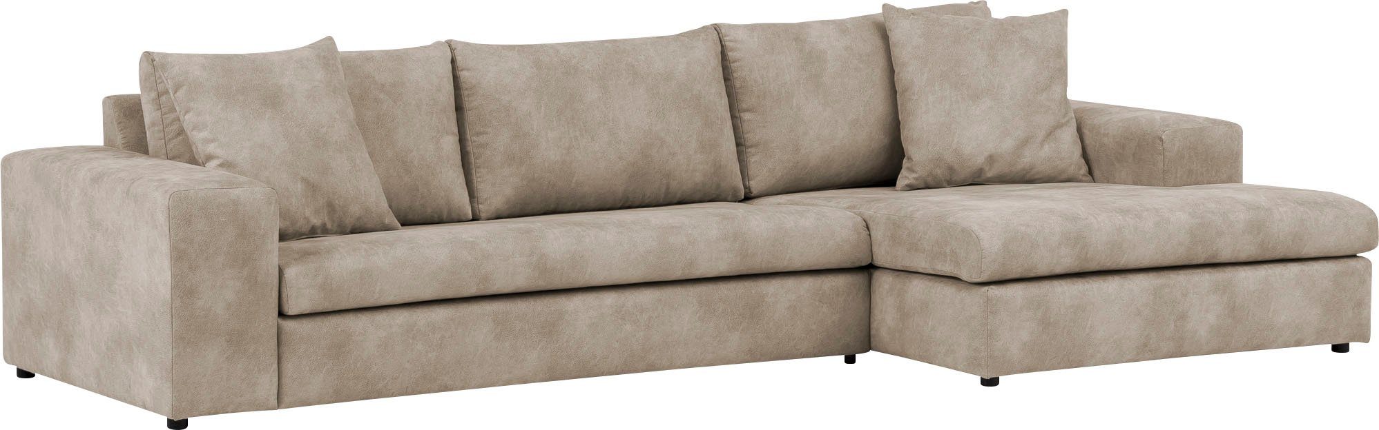 andas Hoekbank SLEETLAND XXL van fluweel of in vintage leer-look, L-model,