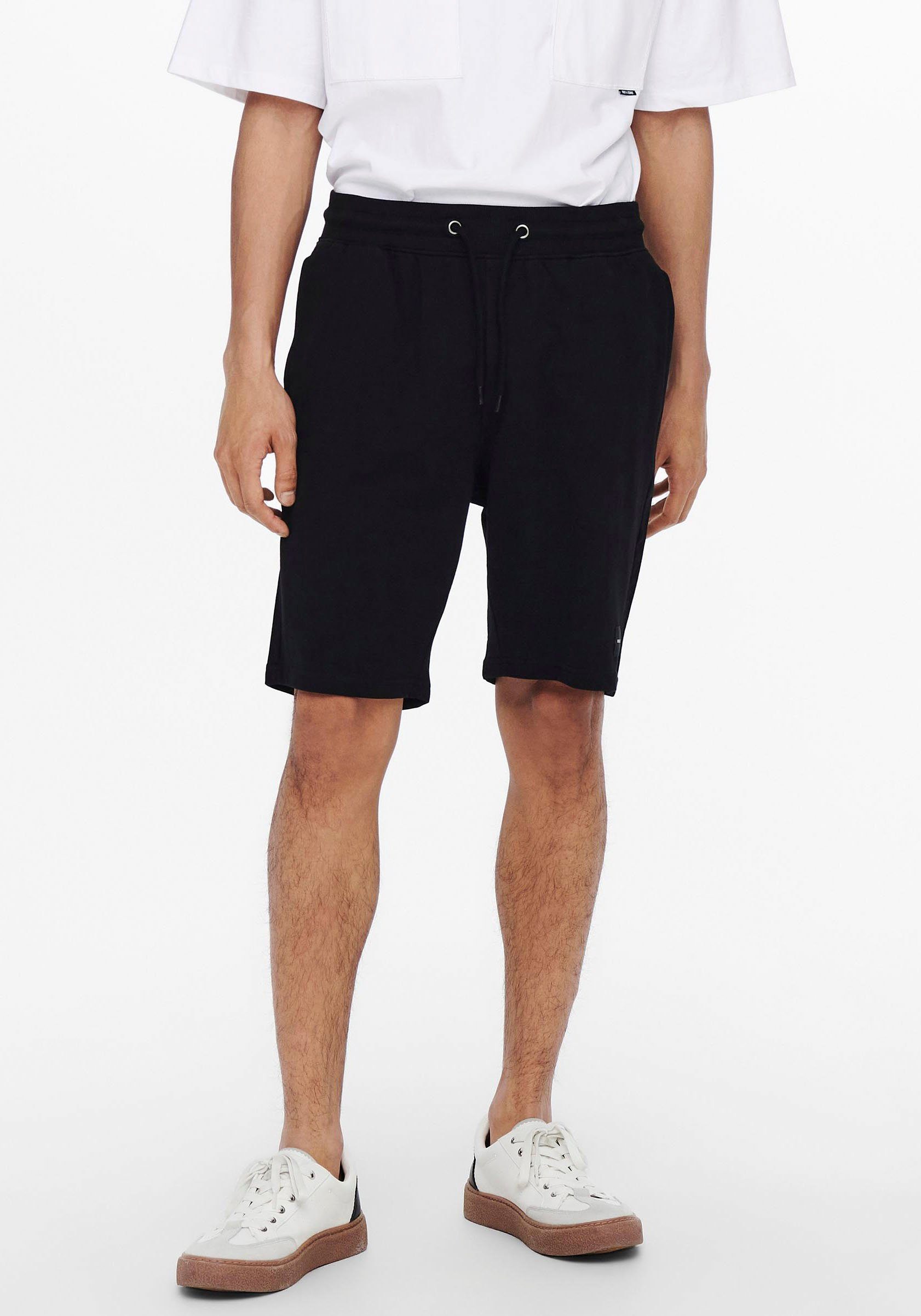 ONLY & SONS loose fit sweatshort zwart