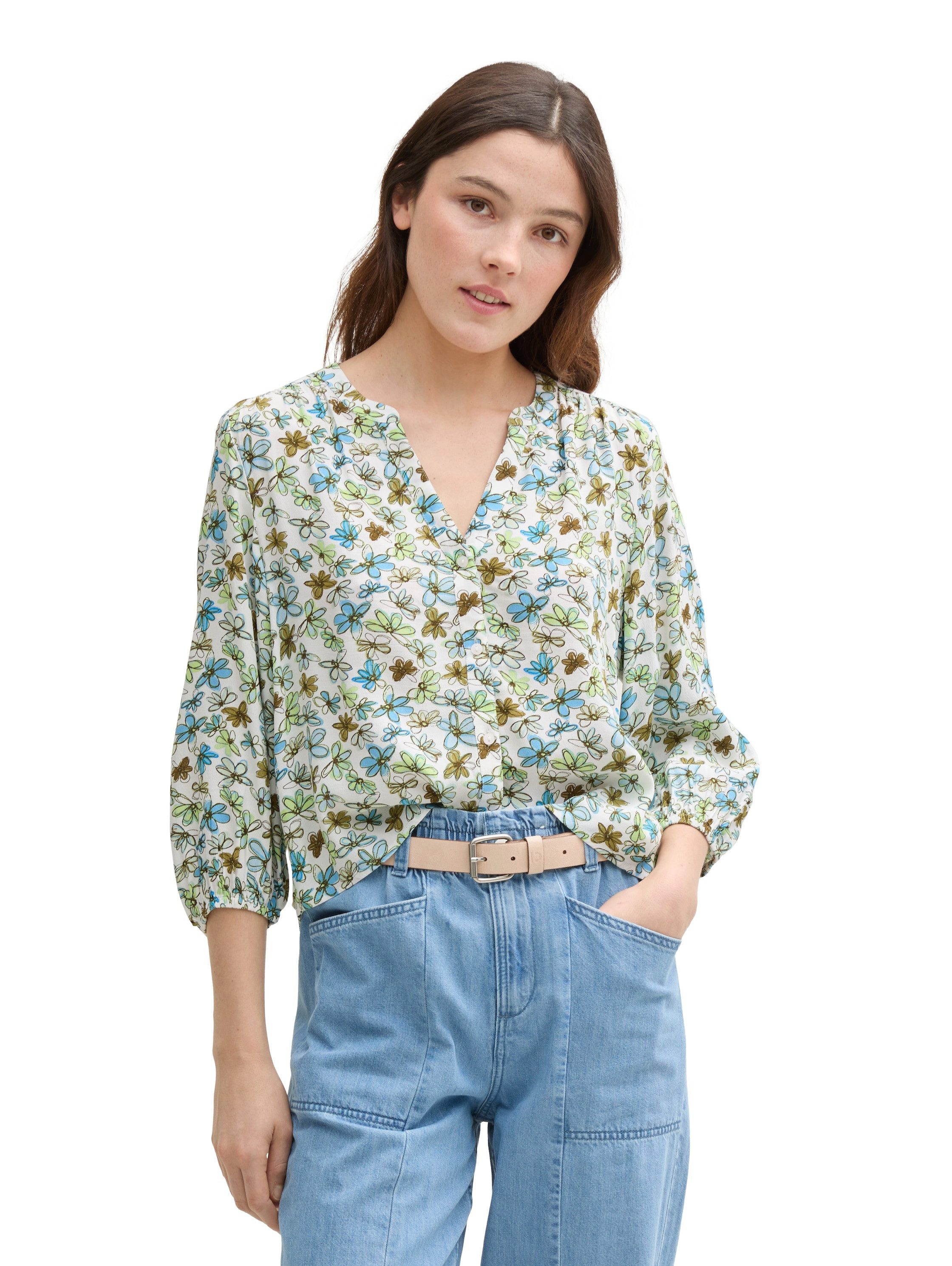 Tom Tailor Denim Klassieke blouse met print all-over dames blouses maat M (38) wit