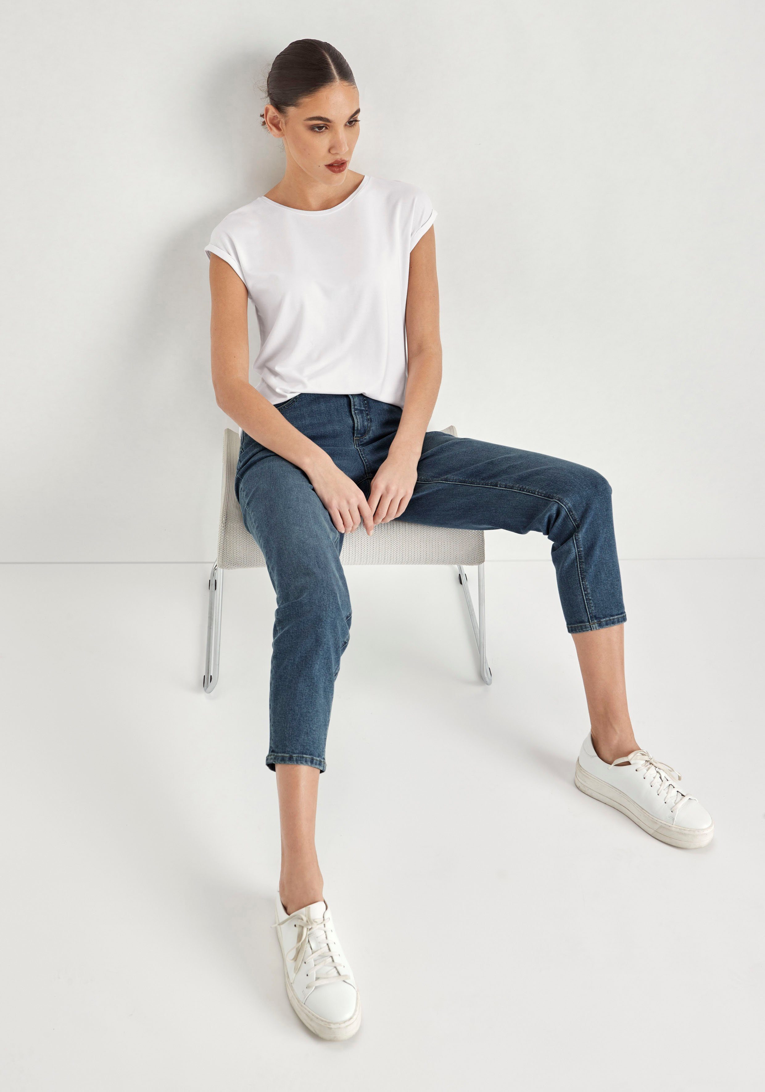 HECHTER PARIS Mom jeans hoge taille, enkel-vrij, met riemlussen