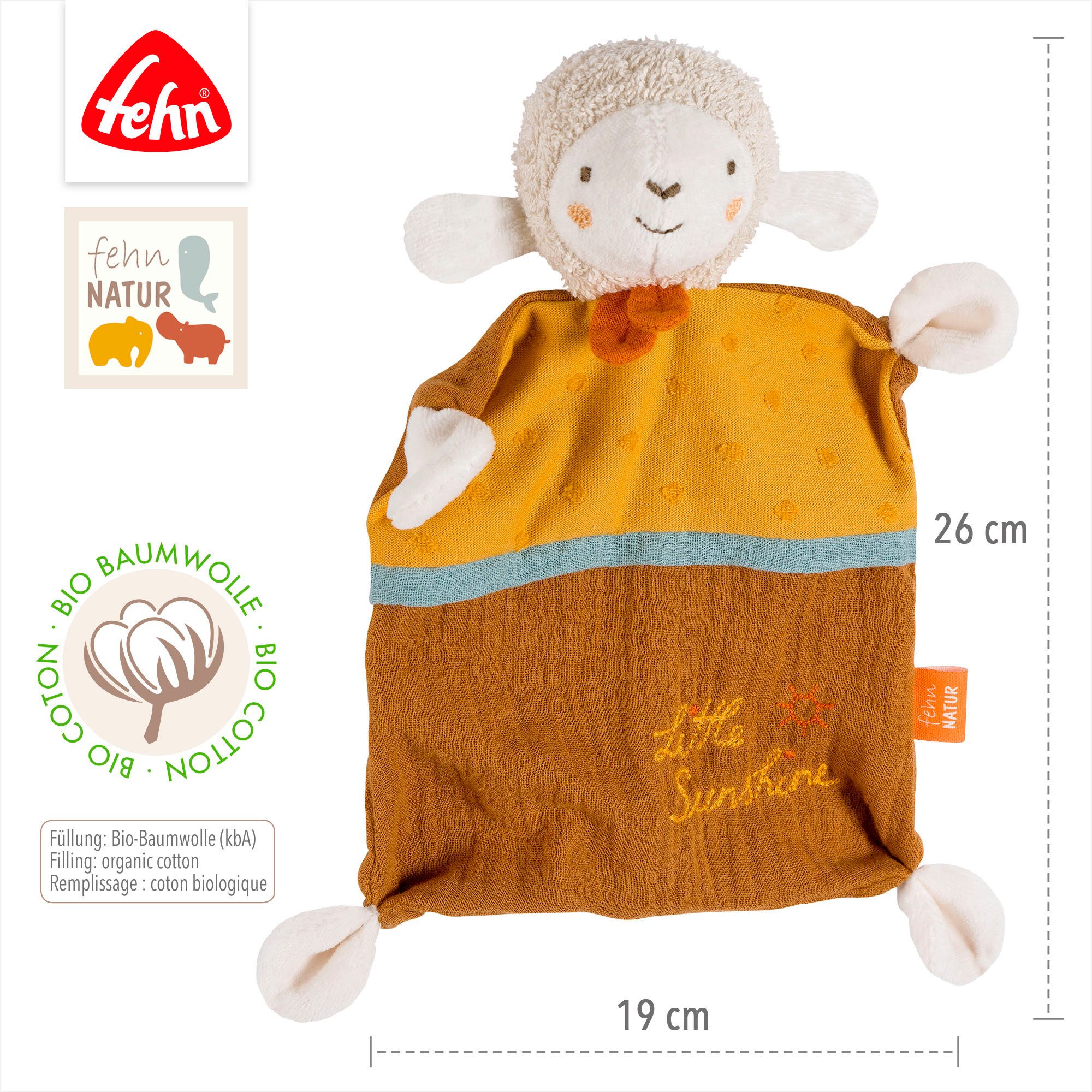 Fehn Knuffeldoek FehnNATUR, Schaap "Sunshine"