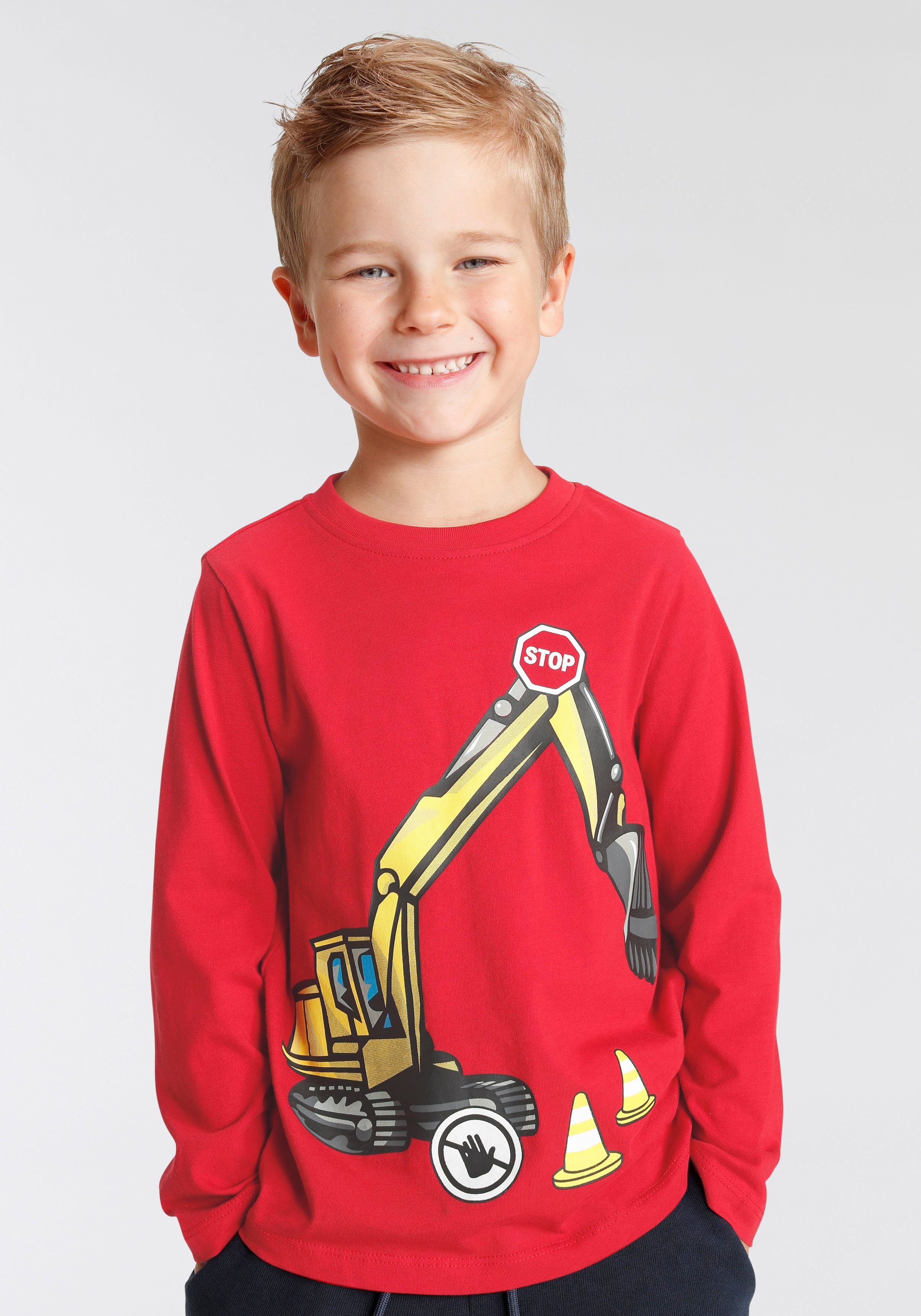 KIDSWORLD Shirt met lange mouwen STOP Lange mouwen, basic pasvorm, met stijlvolle print, ronde hals