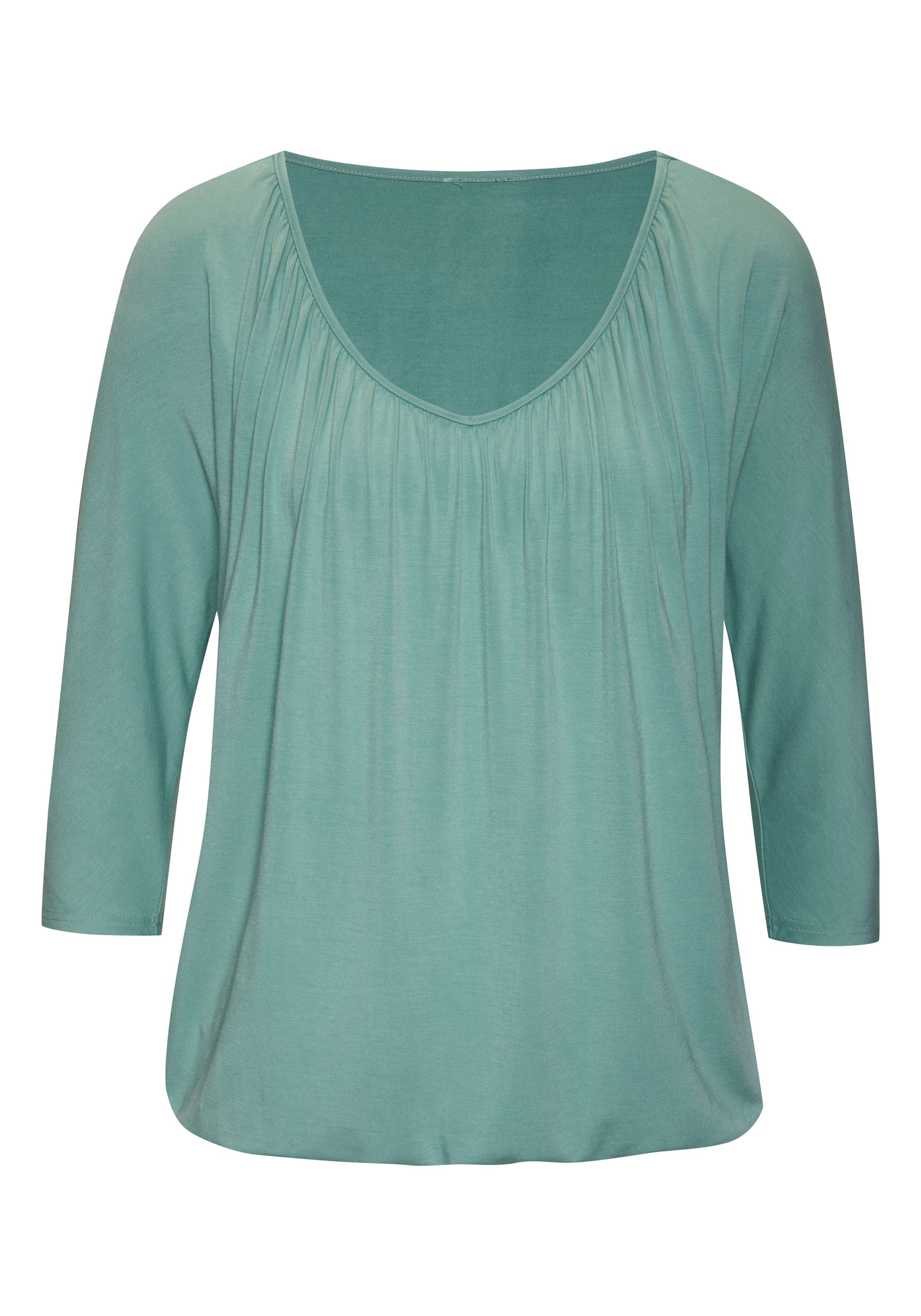Lascana Shirt met 3/4 mouwen Met fijne plooien bij de hals