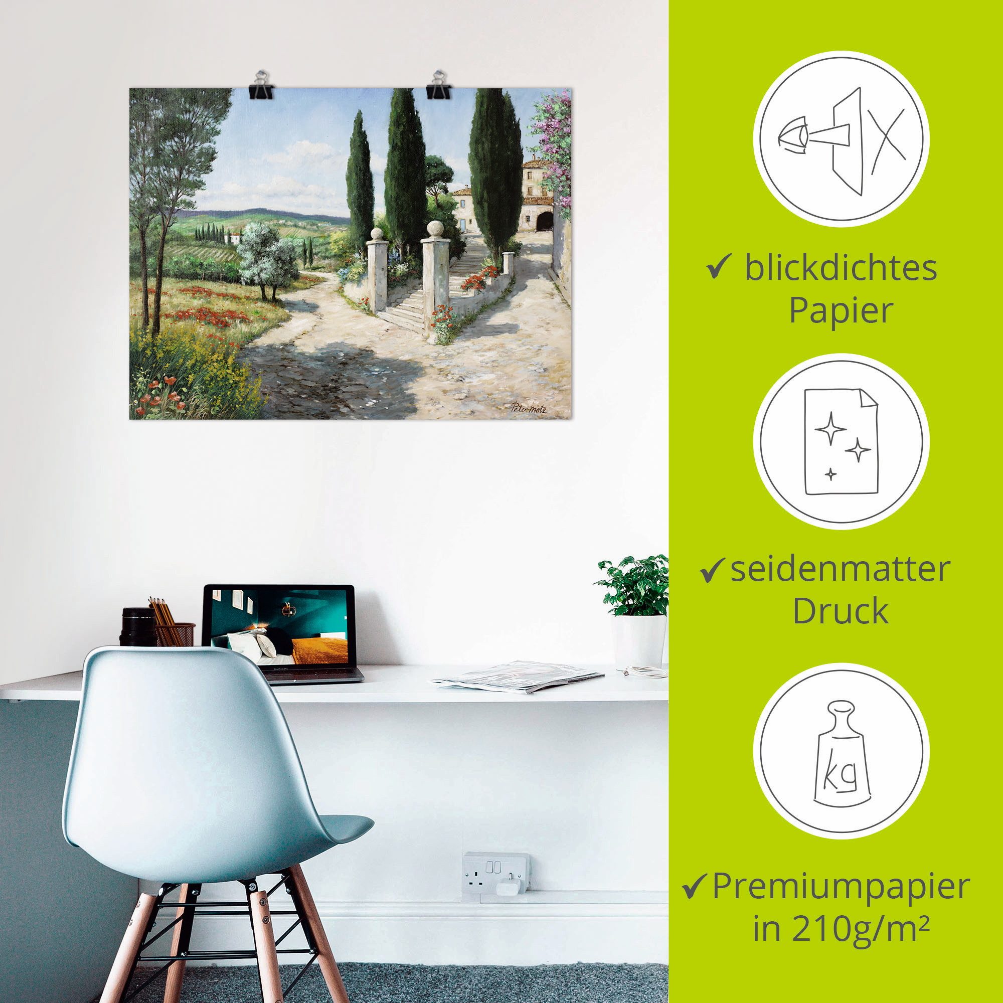 Artland Artprint Woning in de Toscane als artprint op linnen, poster in verschillende formaten maten