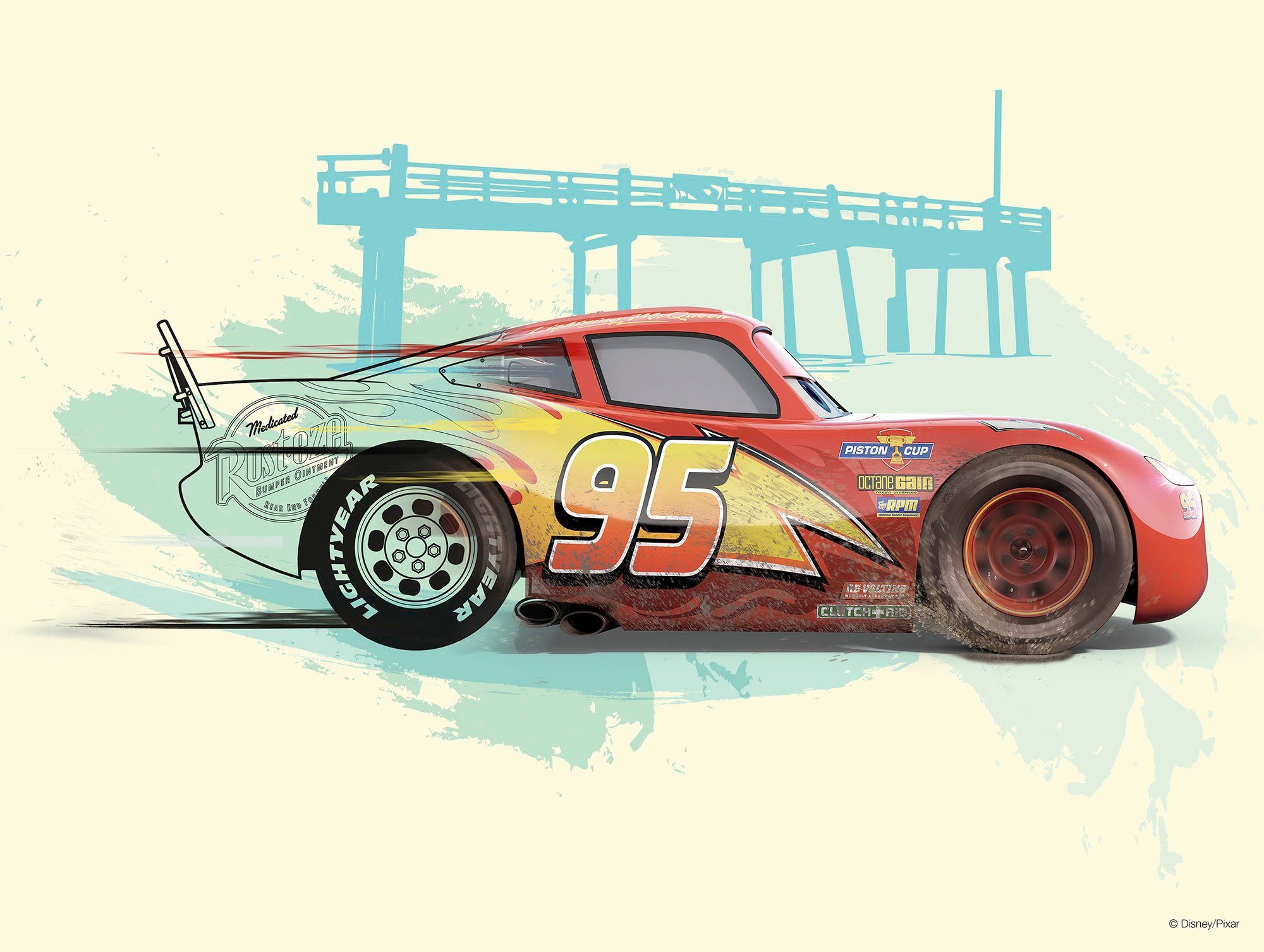 Komar Artprint Cars Lightning McQueen Kinderkamer, slaapkamer, woonkamer (1 stuk)