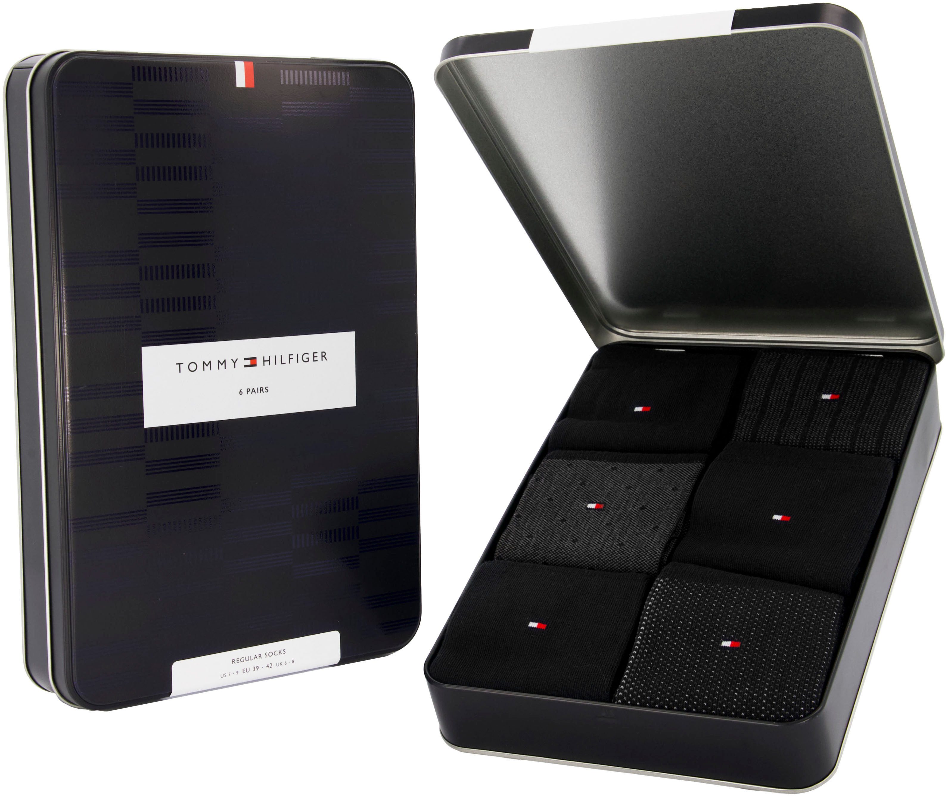 Tommy Hilfiger Sokken TH MEN SOCK 6P TIN GIFTBOX BIRDSEYE (box, 6 paar)
