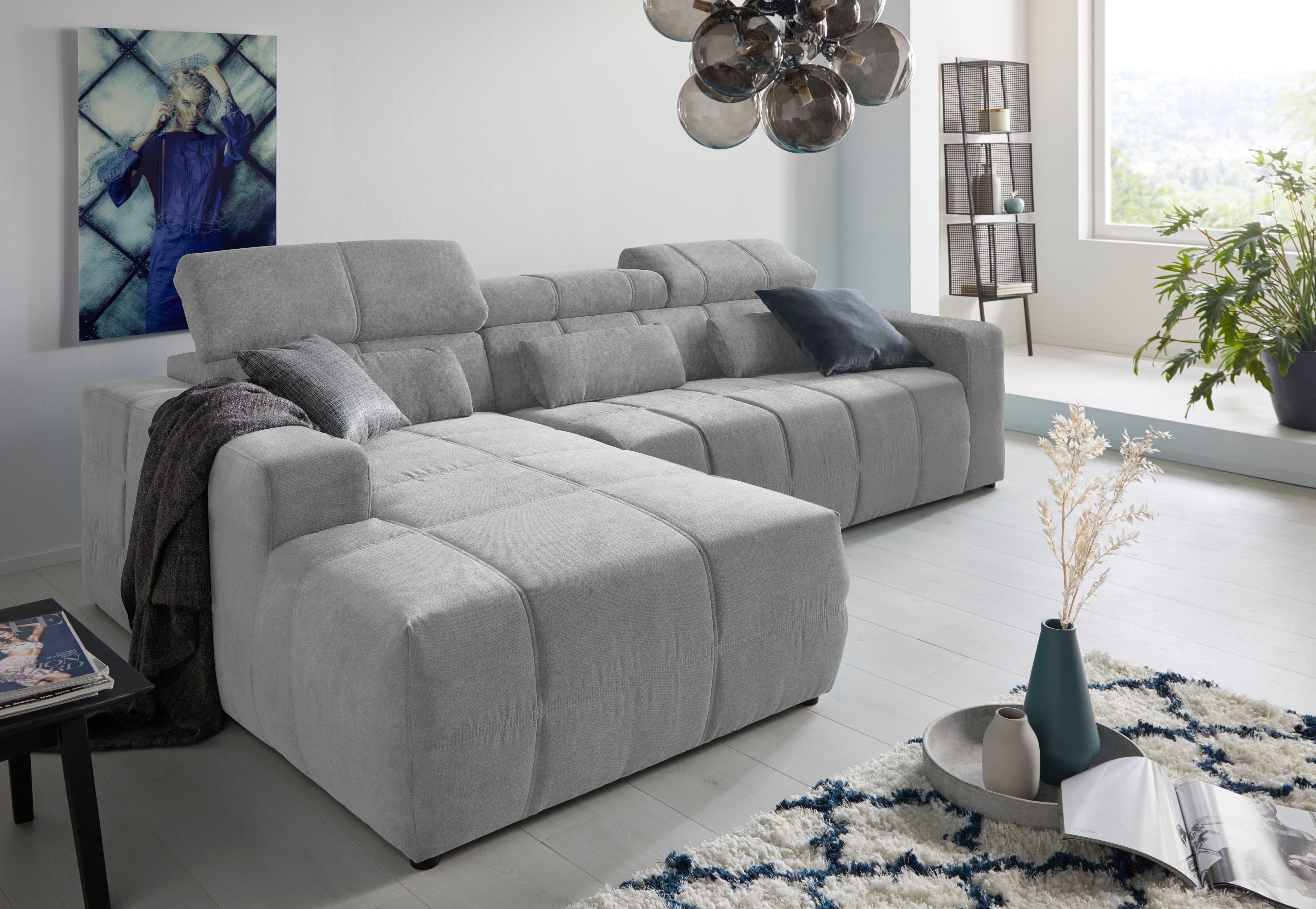 DOMO collection Hoekbank Brandon B/D/H: 289/177/80 cm, keuze met zitdiepteverstelling, L-vorm