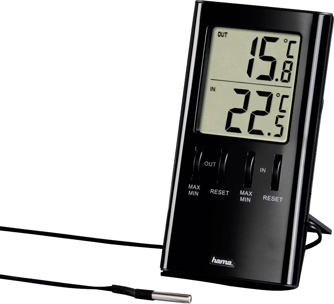 Hama Weerstation LCD-thermometer "T-350", zwart met buitensensor