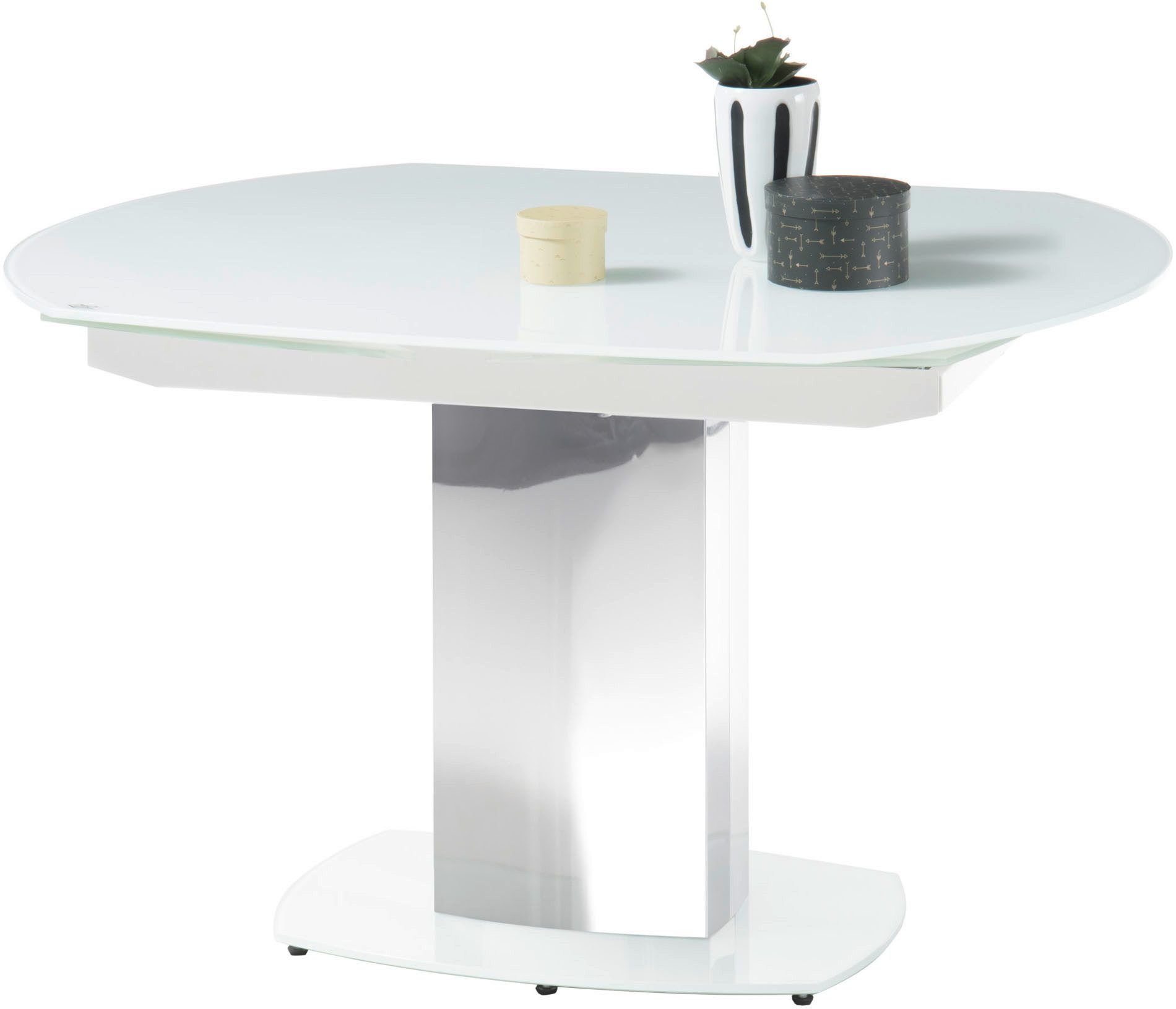 OTTO Stolkom Eettafel Jackson glazen tafel wit, uitschuifbare tafel, BxHxD 130-190x75x105 cm eettafels wit