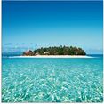 artland print op glas verbluffend fiji eiland en heldere zee (1 stuk) blauw