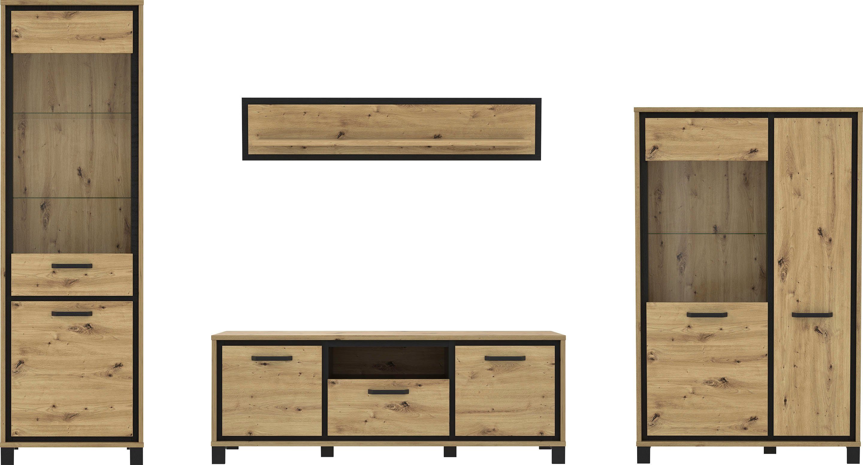 FORTE Wandmeubel Trondheim Voorkant/ romp mat (set, 4-delig) tv-wandmeubels bruin