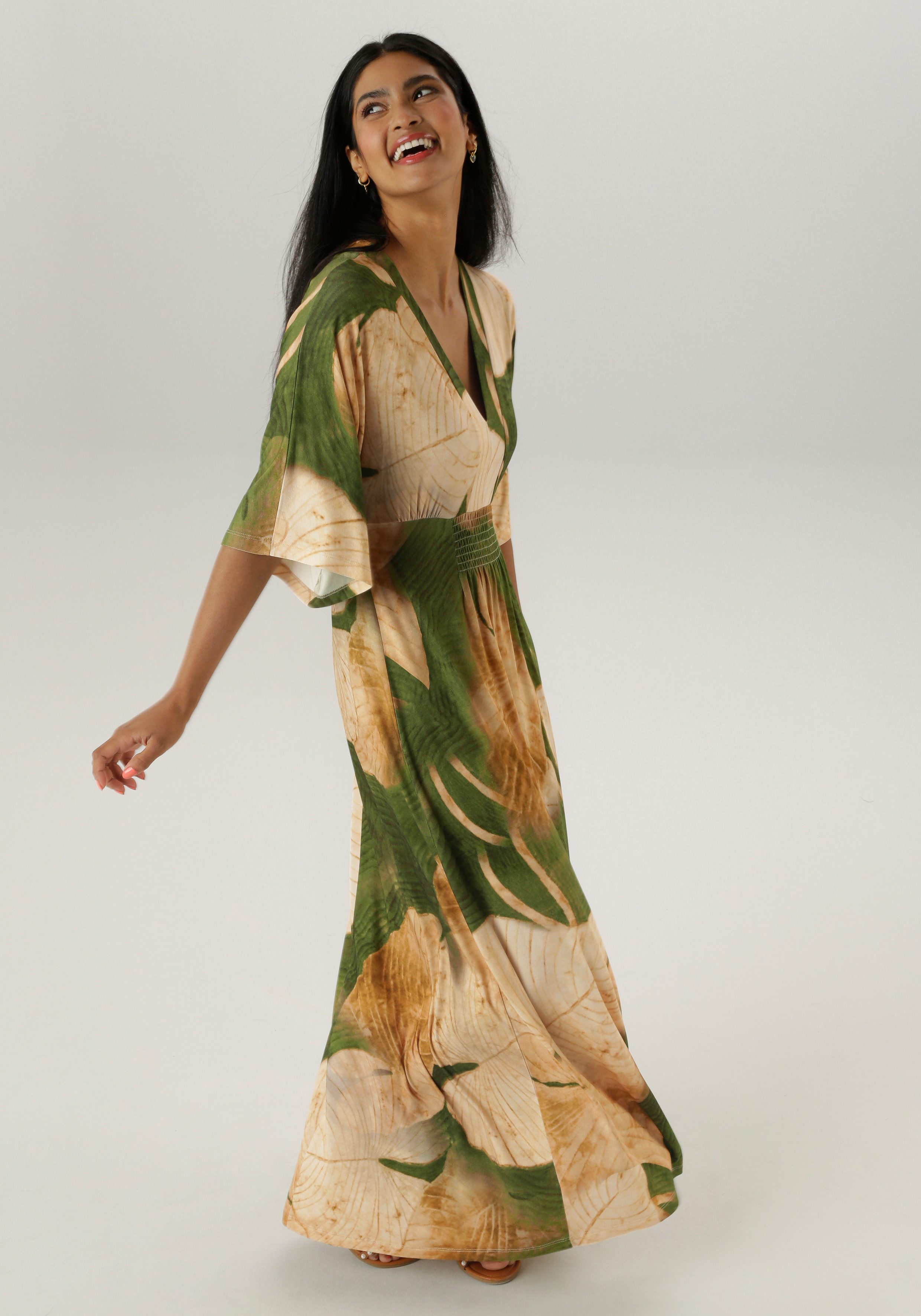 Aniston SELECTED Maxi-jurk met wijde 3 4-mouwen nieuwe collectie