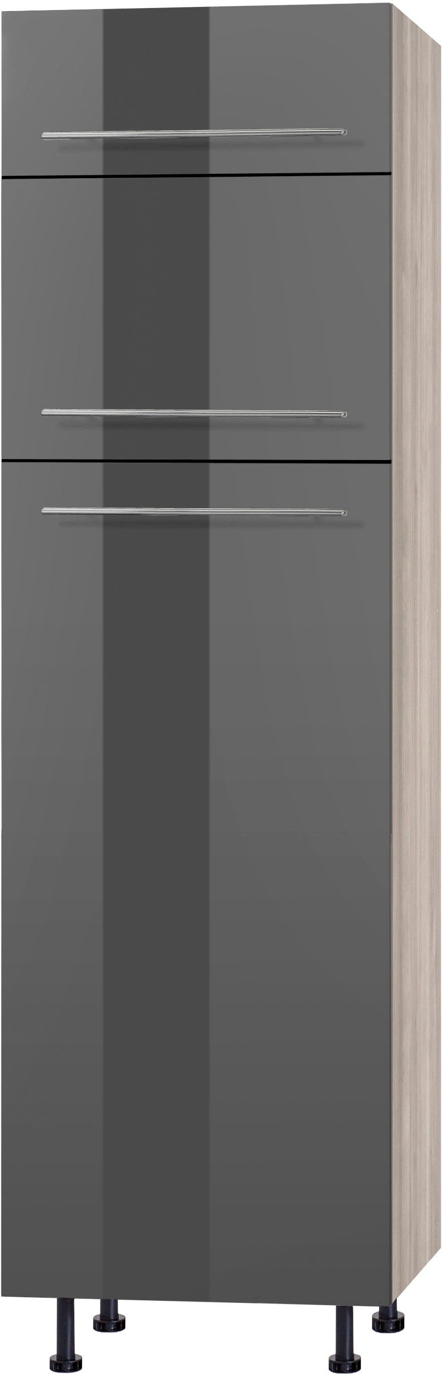 OPTIFIT Koelkastombouw Bern 60 cm breed, 212 cm hoog, met in hoogte verstelbare stelpoten ombouwkasten grijs
